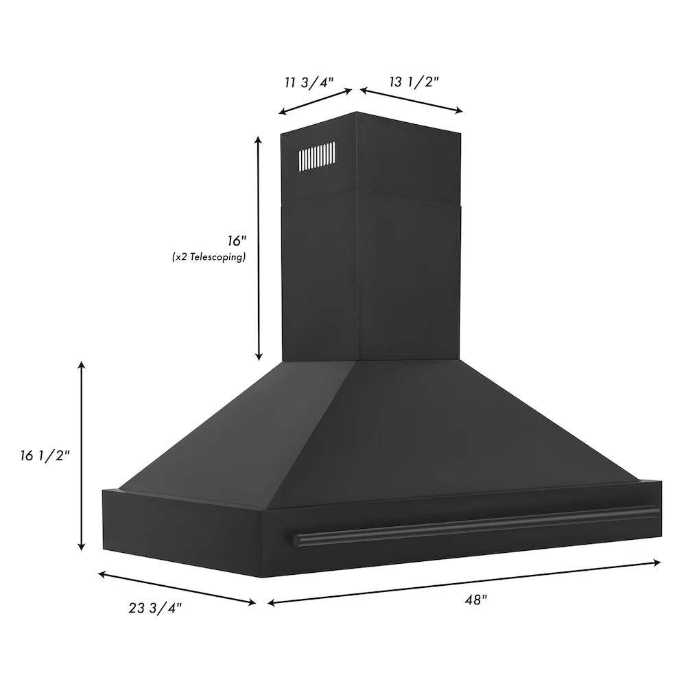 ZLINE 48" Black Stainless Steel Range Hood with Black Stainless Steel Handle (BS655-48-BS) - Image 9