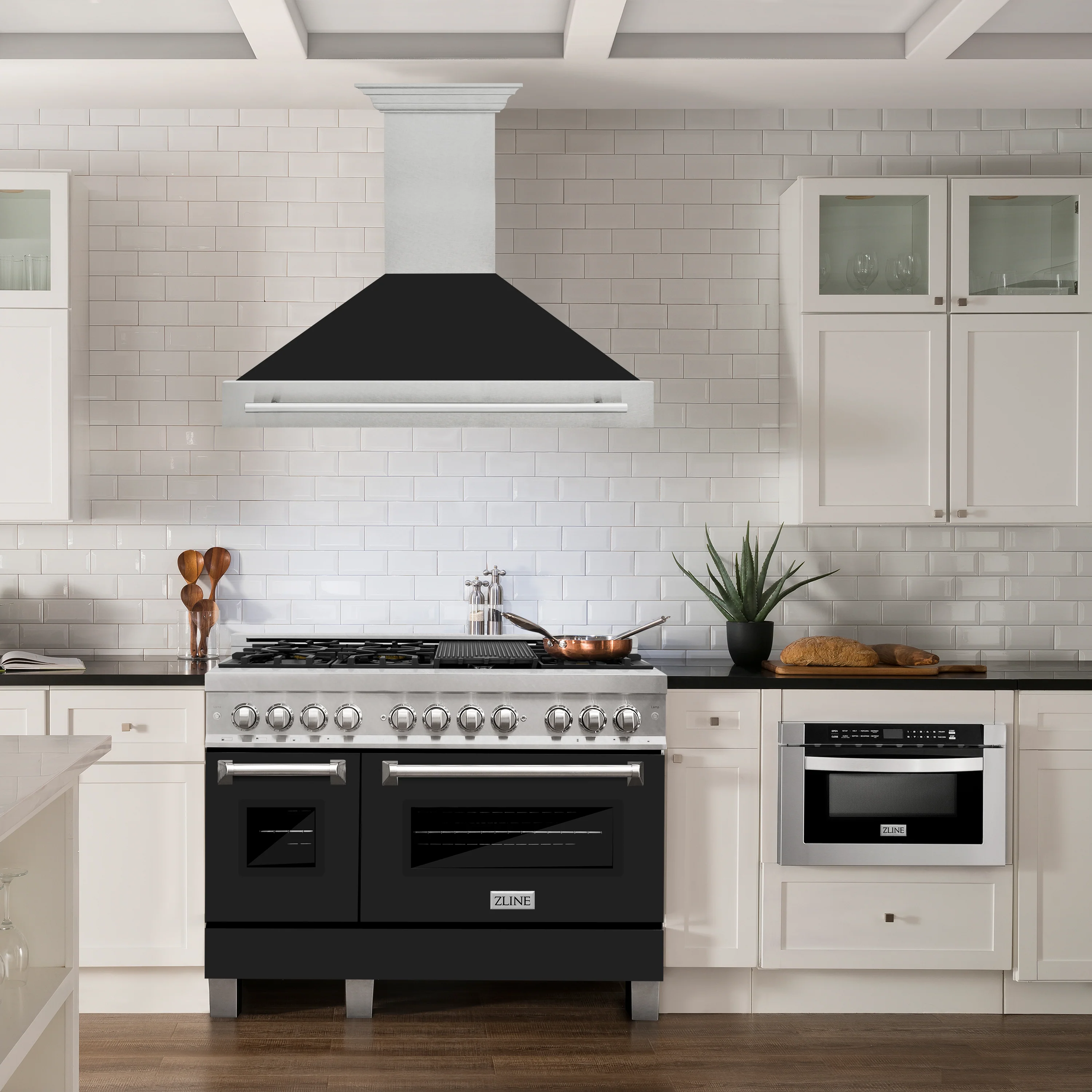 ZLINE 48" Fingerprint Resistant Stainless Steel Range Hood with Black Matte Shell (8654SNX-BLM-48) - Image 2