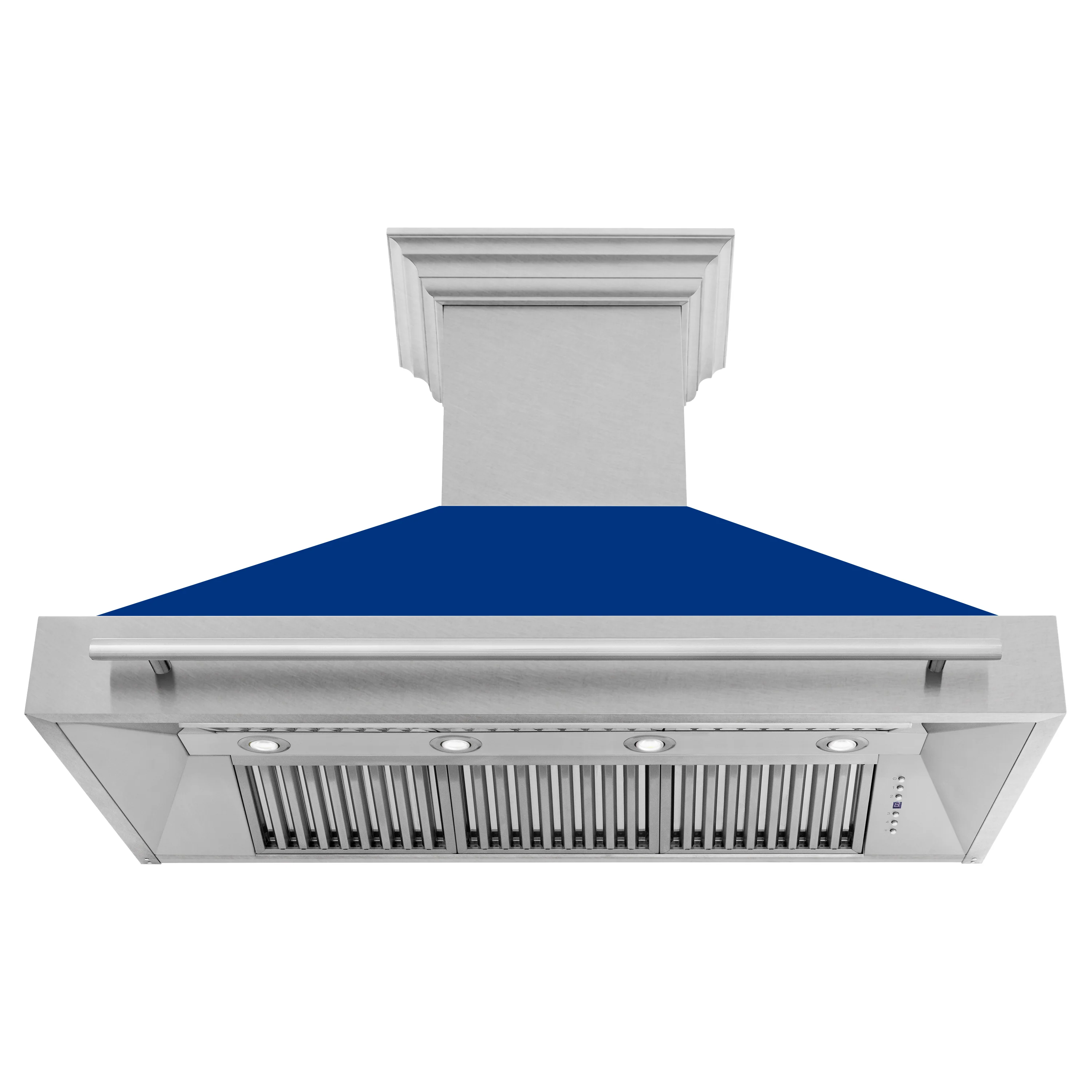 ZLINE 48" Fingerprint Resistant Stainless Steel Range Hood with Blue Gloss Shell (8654SNX-BG48) - Image 4