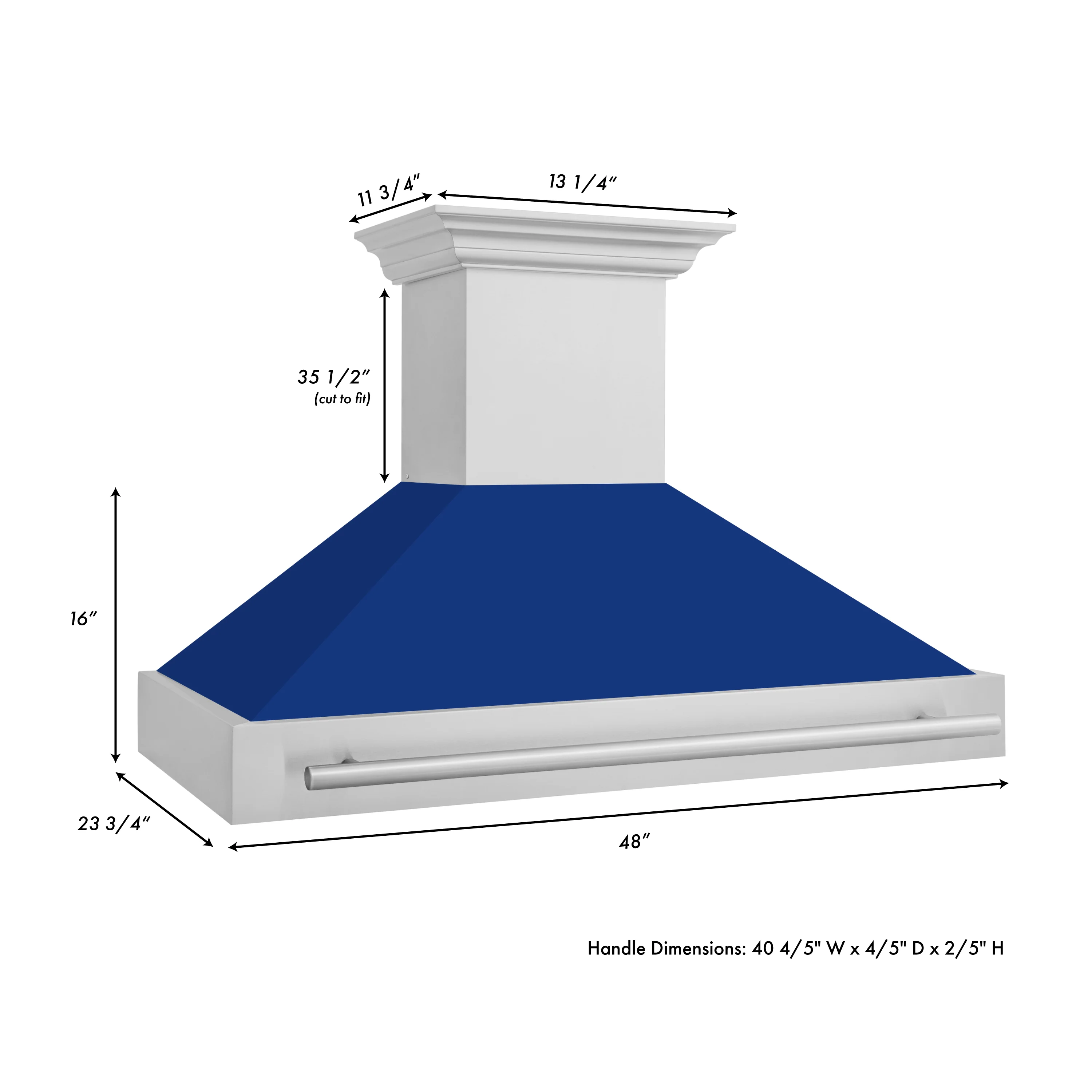 ZLINE 48" Fingerprint Resistant Stainless Steel Range Hood with Blue Gloss Shell (8654SNX-BG48) - Image 7
