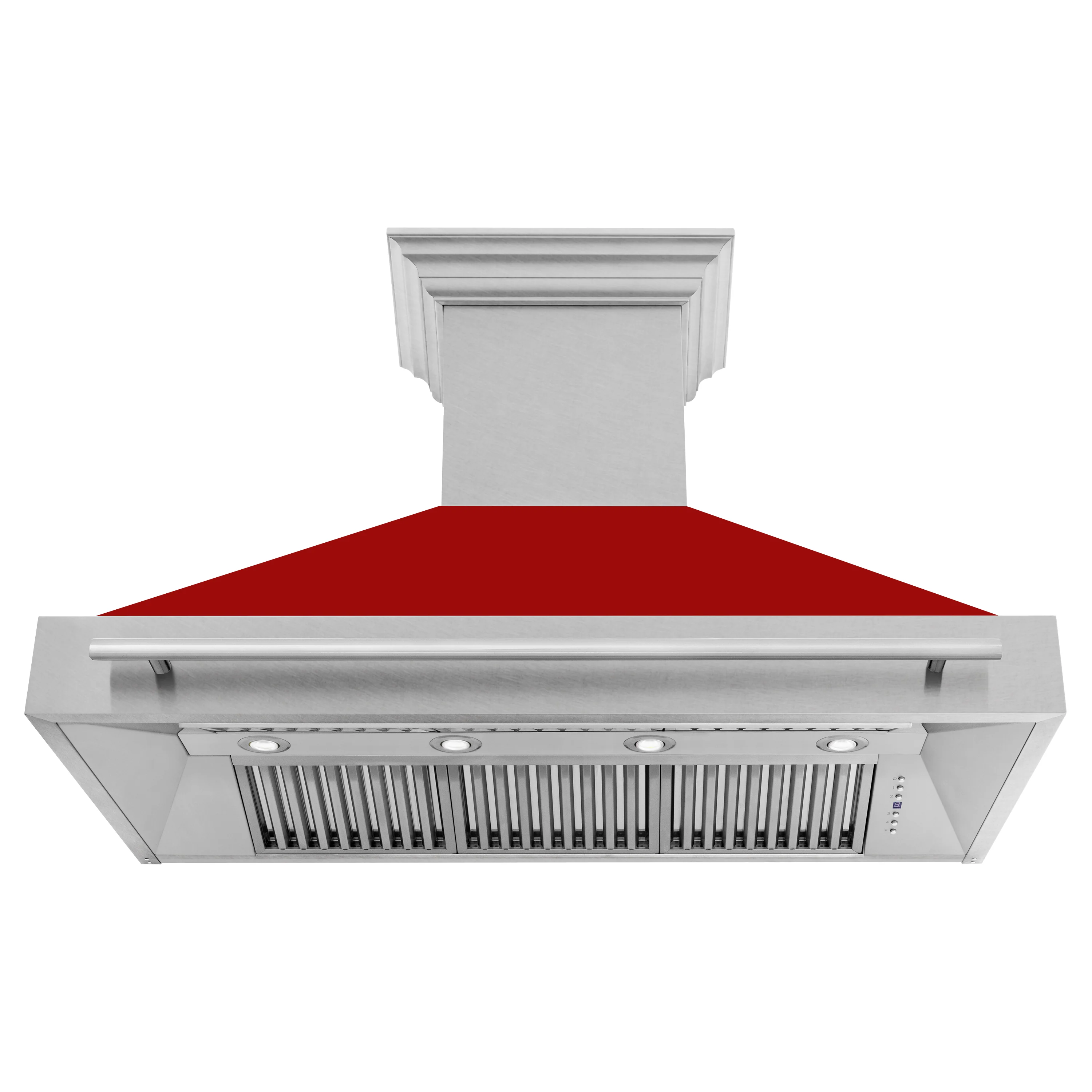 ZLINE 48" Fingerprint Resistant Stainless Steel Range Hood with Red Gloss Shell (8654SNX-RG48) - Image 3
