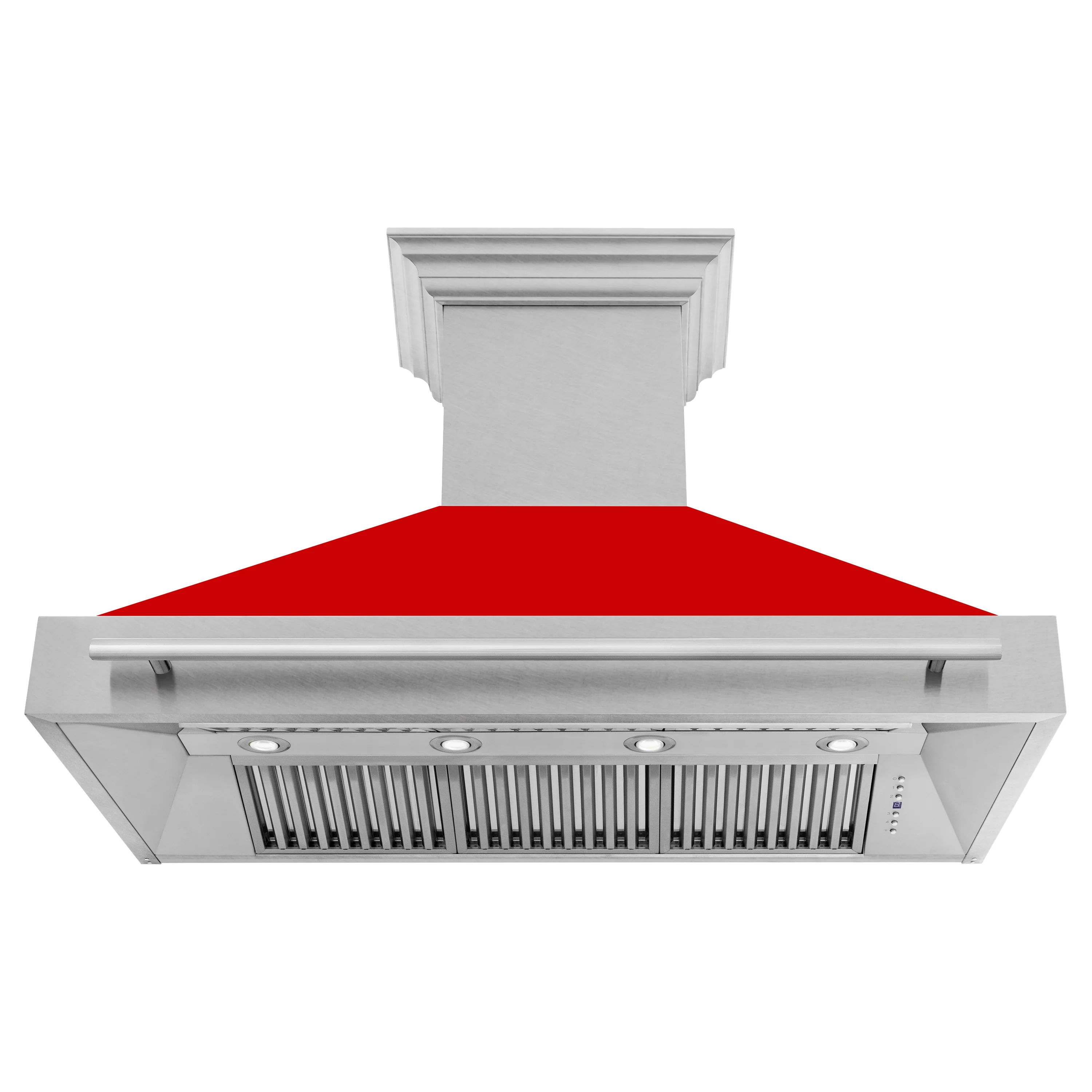 ZLINE 48" Fingerprint Resistant Stainless Steel Range Hood with Red Matte Shell (8654SNX-RM48) - Image 3