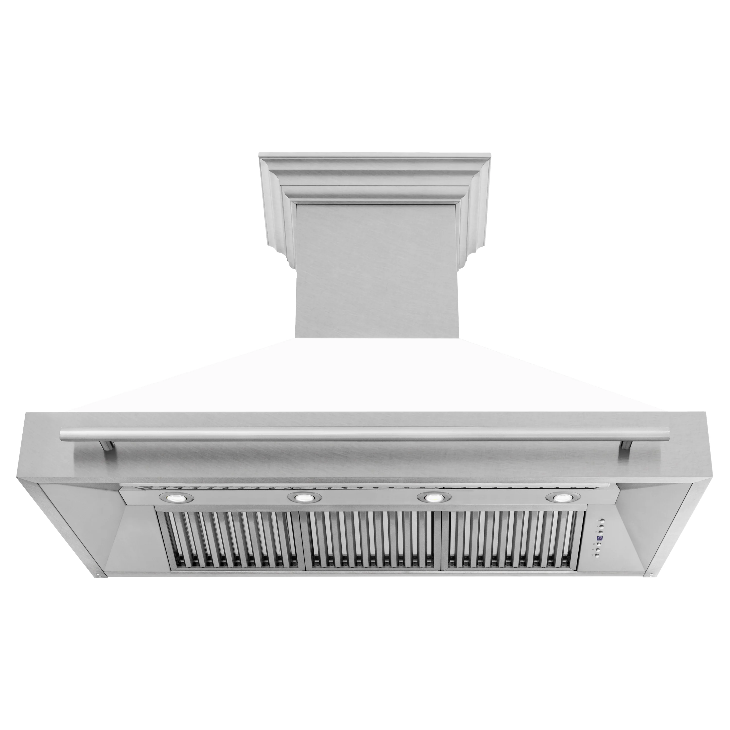 ZLINE 48" Fingerprint Resistant Stainless Steel Range Hood with White Matte Shell (8654SNX-WM48) - Image 3