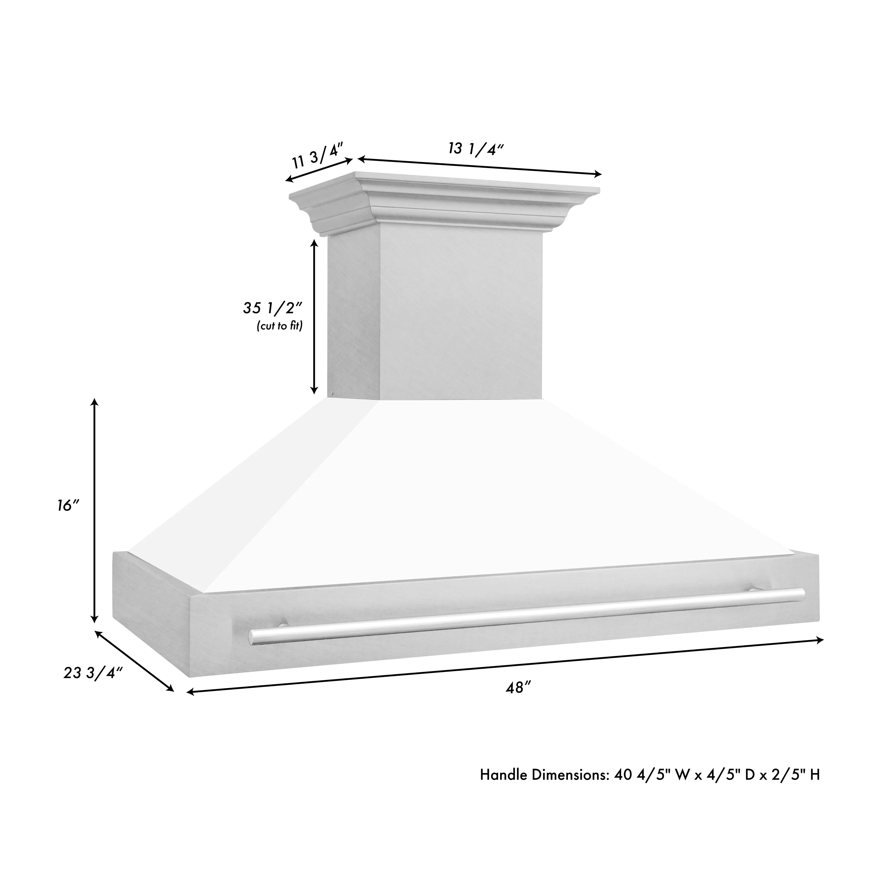ZLINE 48" Fingerprint Resistant Stainless Steel Range Hood with White Matte Shell (8654SNX-WM48) - Image 7