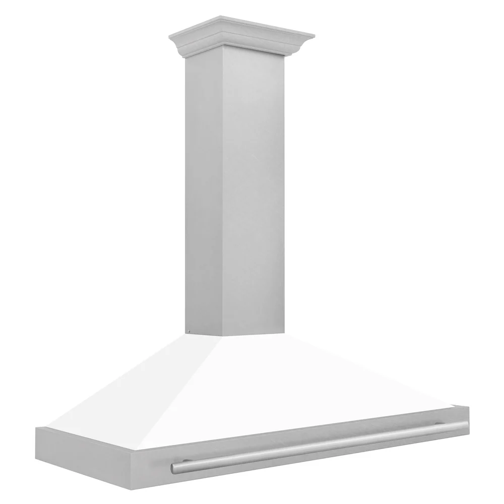 ZLINE 48 in. Convertible Satin Stainless Steel Wall Mount Range Hood with White Matte Shell and Stainless Steel Handle (KB4SNX-WM-48) - Image 4