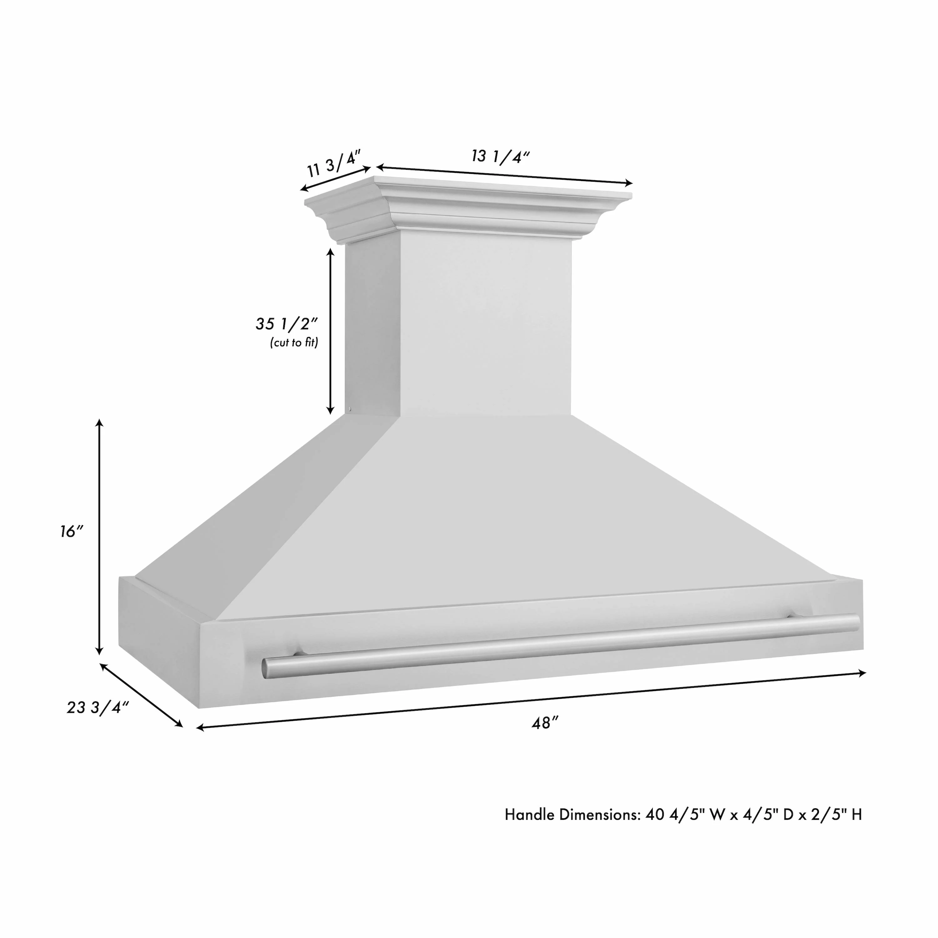 ZLINE 48" Stainless Steel Range Hood with Stainless Steel Handle (8654STX-48) - Image 9