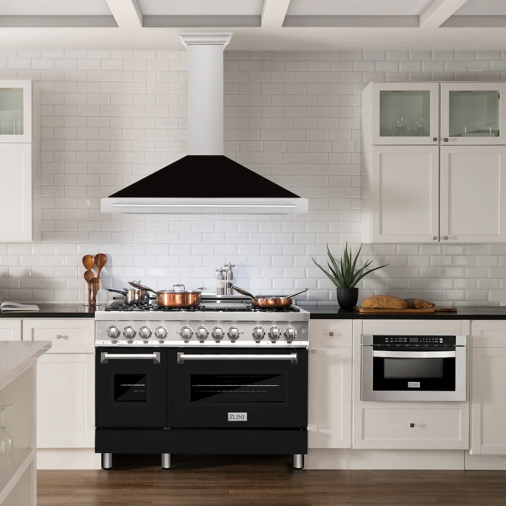 ZLINE 48 in. Convertible Stainless Steel Range Hood with Black Matte Shell and Stainless Steel Handle (KB4STX-BLM-48) - Image 2