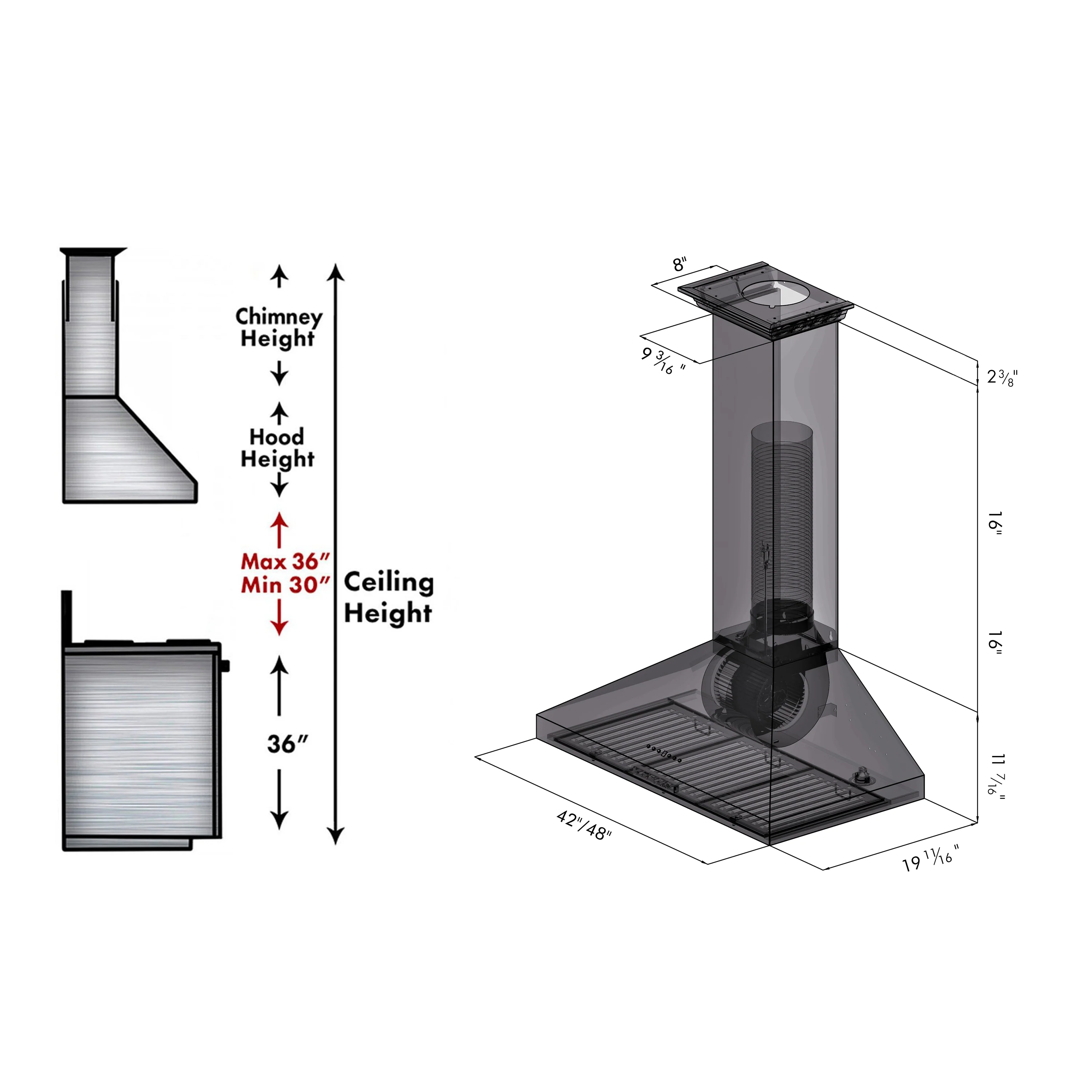 ZLINE 48" Convertible Vent Convertible Vent Wall Mount Range Hood in Stainless Steel with Crown Molding (KL3CRN-48) - Image 3