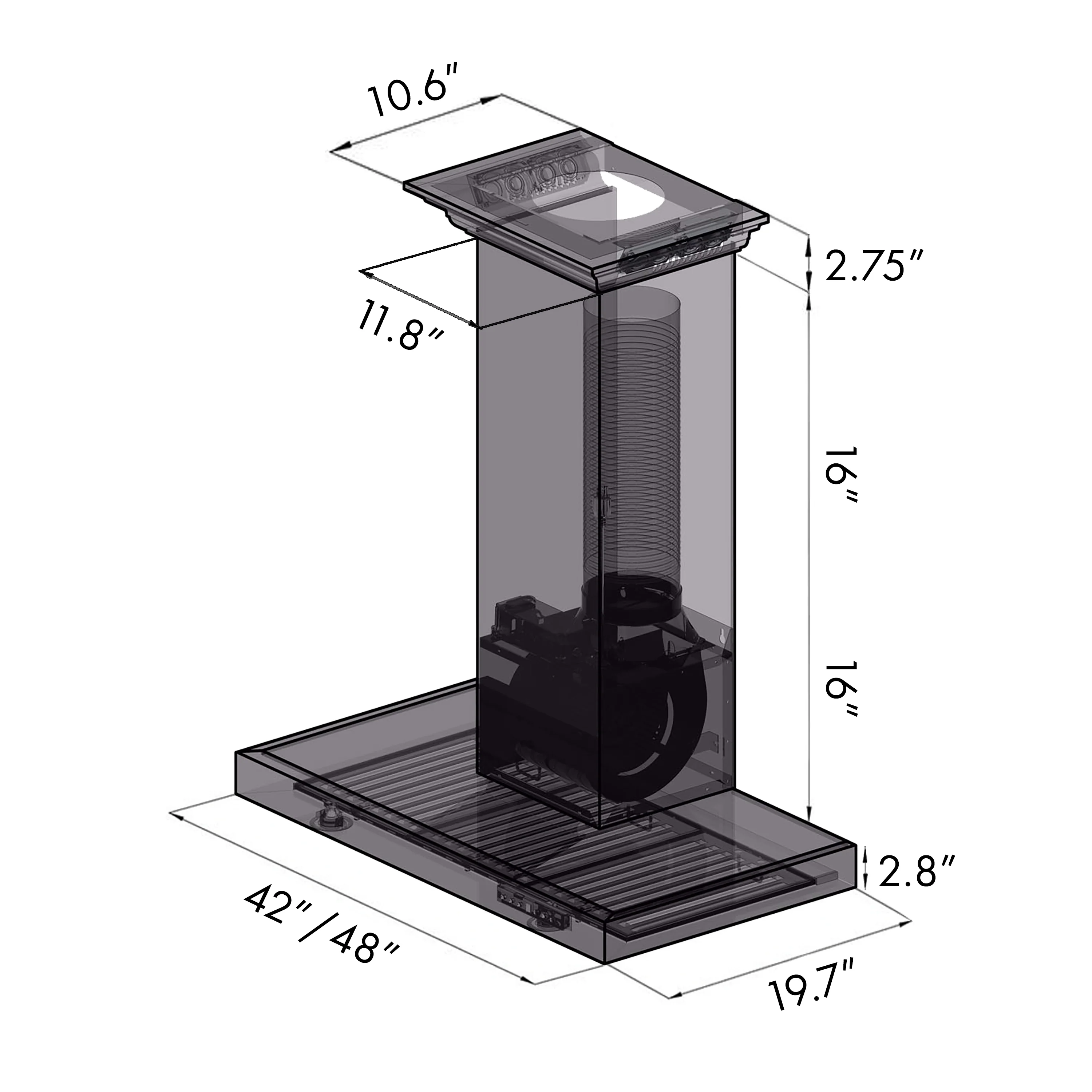 48" ZLINE CrownSound™Ducted Vent Wall Mount Range Hood in Stainless Steel with Built-in Bluetooth Speakers (KECRN-BT-48) - Image 14