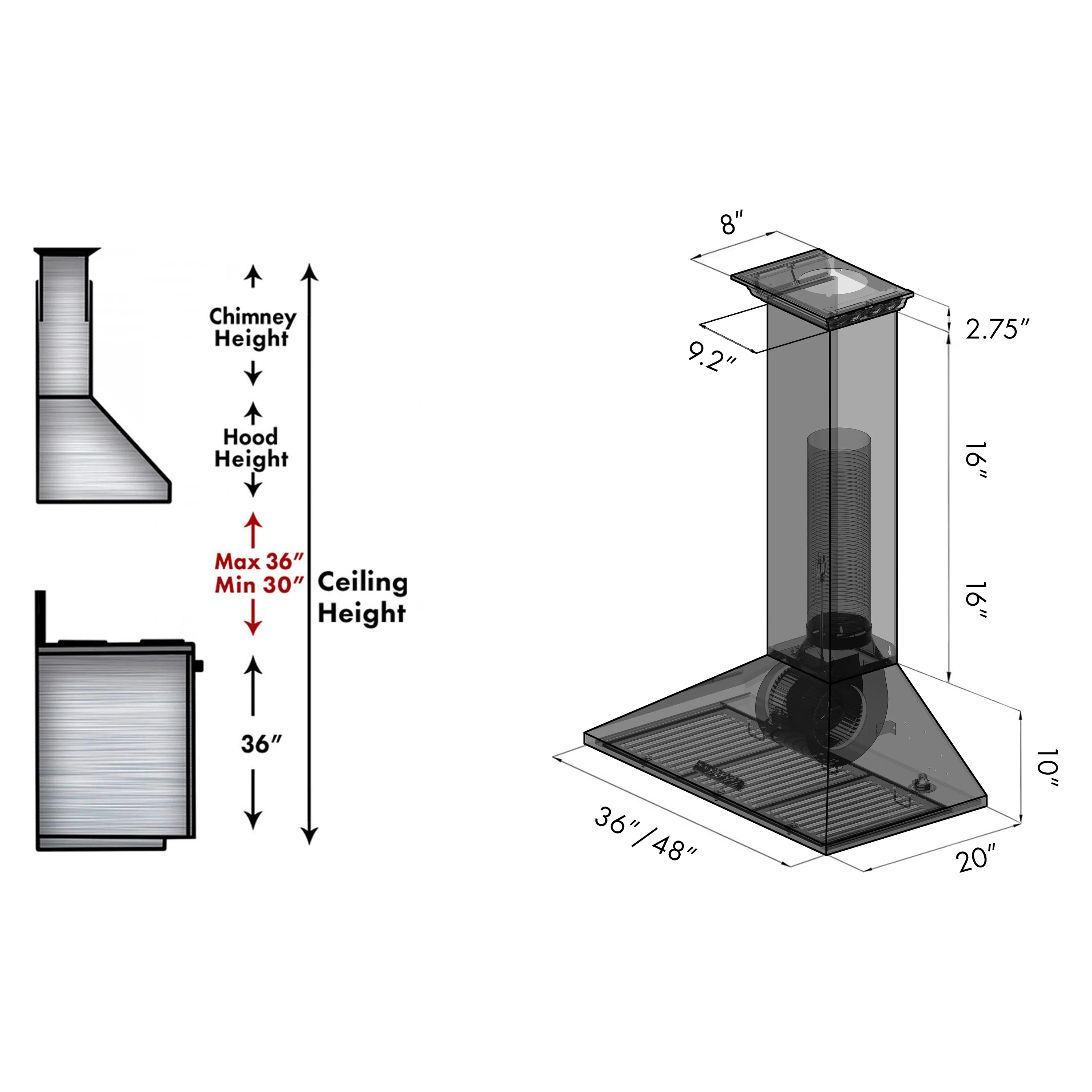 48" ZLINE CrownSound™Ducted Vent Wall Mount Range Hood in Stainless Steel with Built-in Bluetooth Speakers (KL2CRN-BT-48) - Image 14