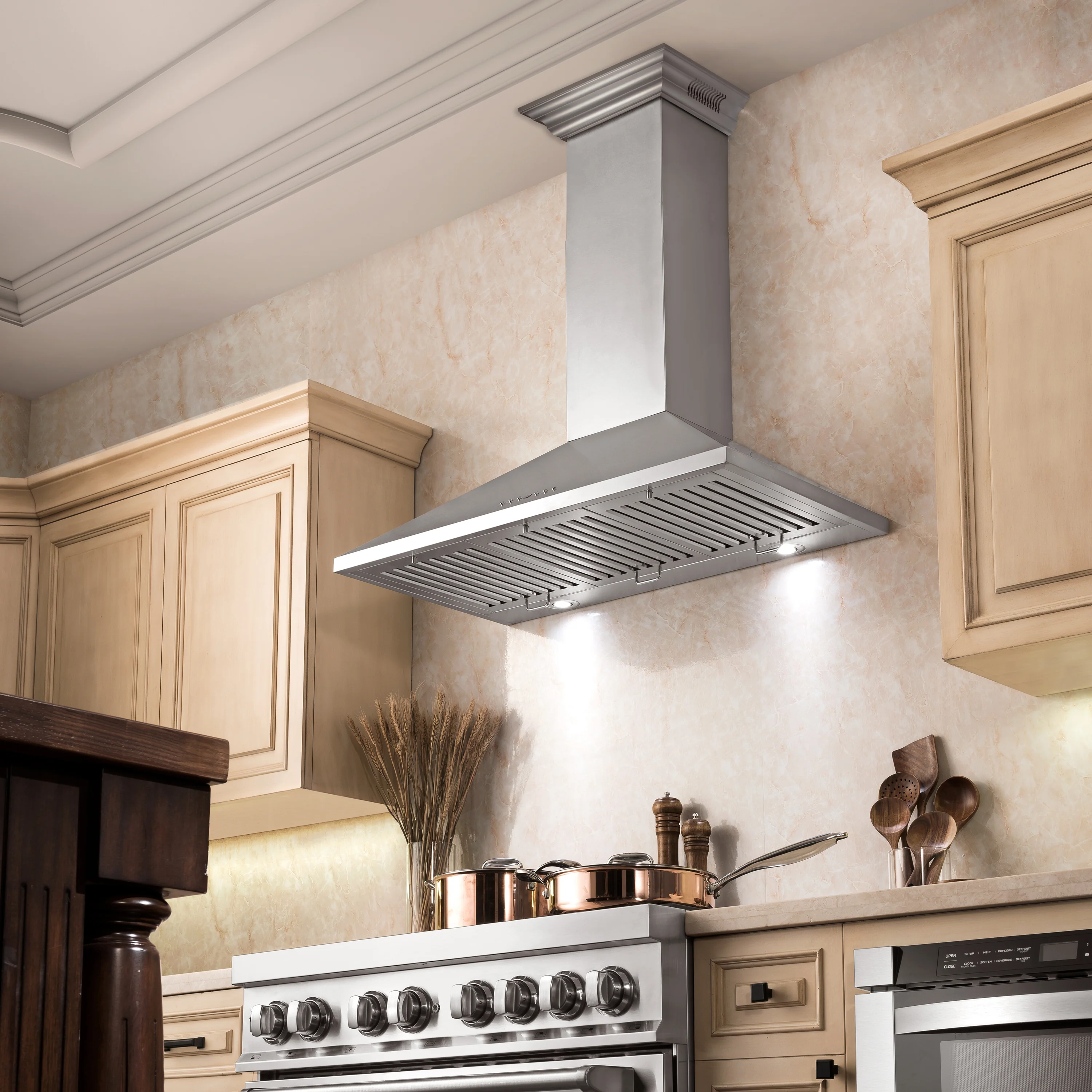 48" ZLINE CrownSound™Ducted Vent Wall Mount Range Hood in Stainless Steel with Built-in Bluetooth Speakers (KL2CRN-BT-48) - Image 2