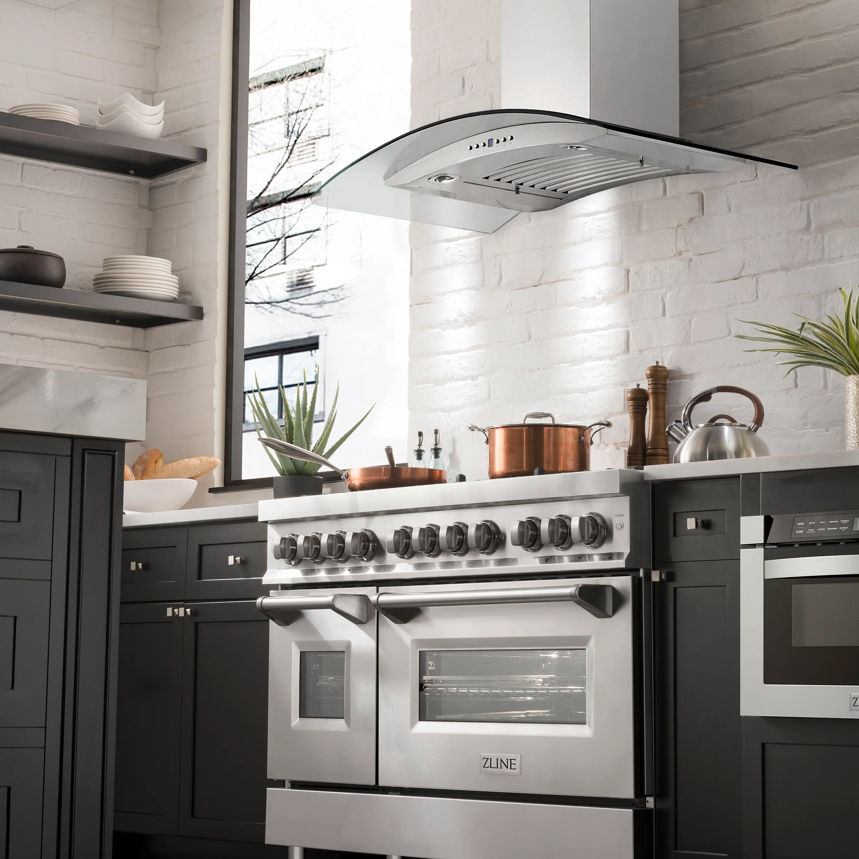 48" ZLINE CrownSound™Ducted Vent Wall Mount Range Hood in Stainless Steel with Built-in Bluetooth Speakers (KN4CRN-BT-48) - Image 2