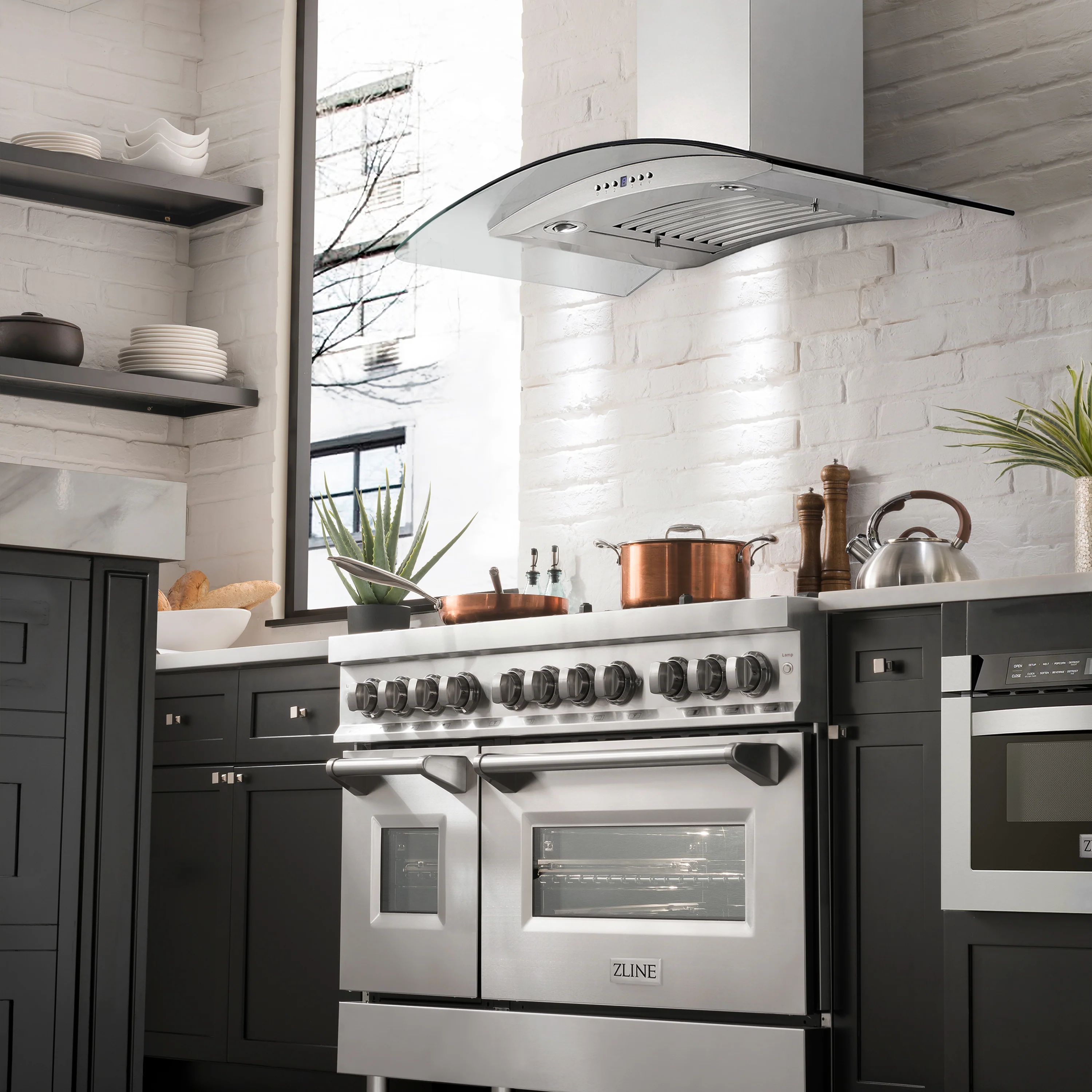 ZLINE 48" Convertible Vent Convertible Vent Wall Mount Range Hood in Stainless Steel & Glass (KN4-48) - Image 10