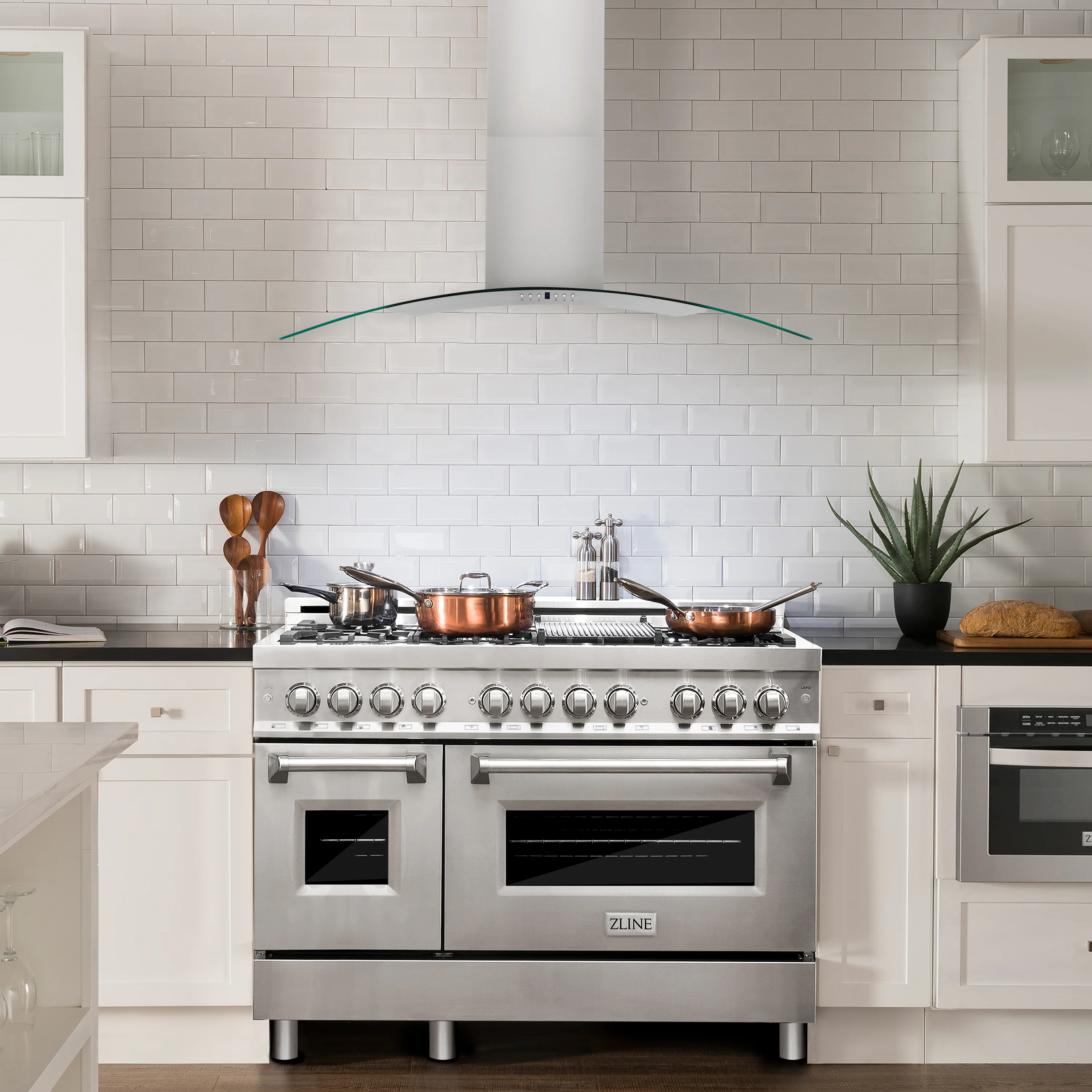 ZLINE 48" Convertible Vent Convertible Vent Wall Mount Range Hood in Stainless Steel & Glass (KN4-48) - Image 2