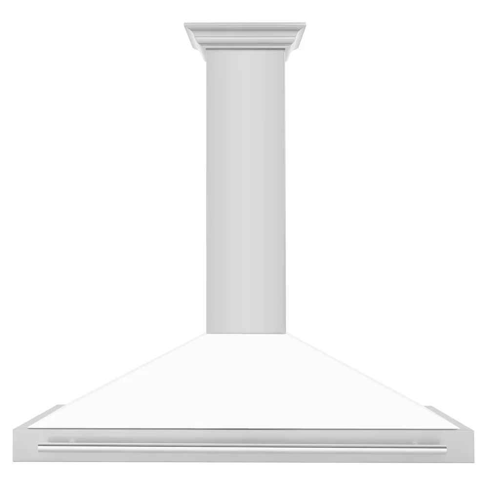 ZLINE 48 in. Convertible Stainless Steel Range Hood with White Matte Shell and Stainless Steel Handle (KB4STX-WM-48) - Image 4