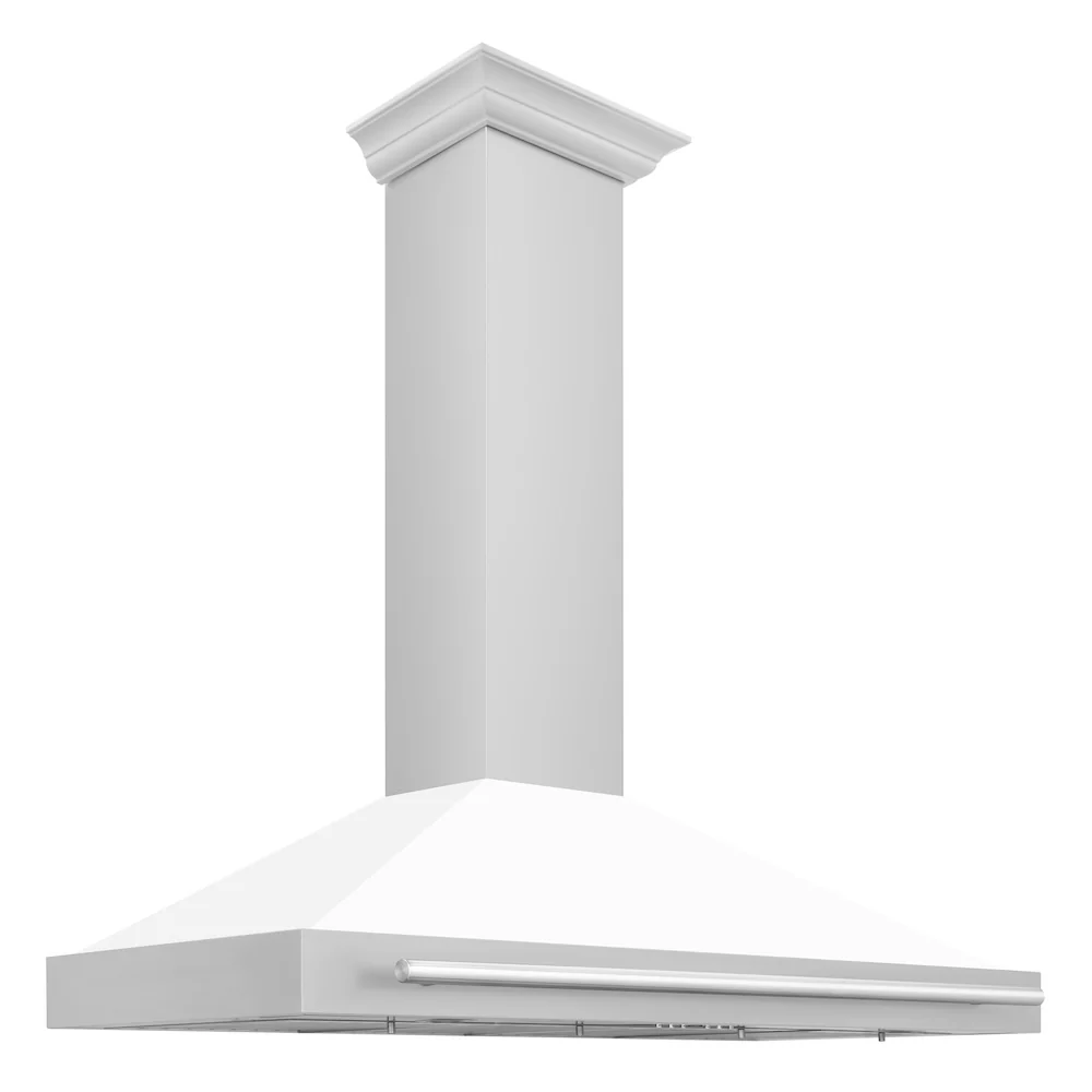ZLINE 48 in. Convertible Stainless Steel Range Hood with White Matte Shell and Stainless Steel Handle (KB4STX-WM-48) - Image 5