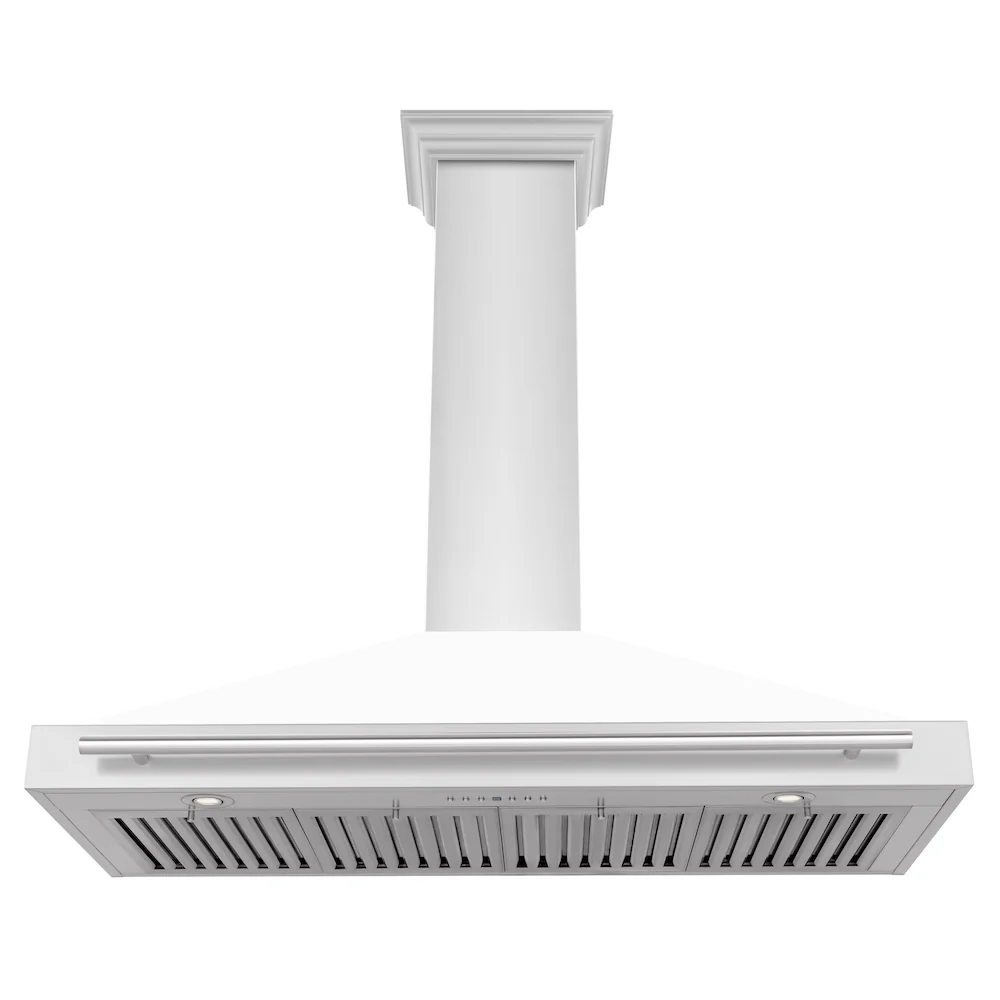 ZLINE 48 in. Convertible Stainless Steel Range Hood with White Matte Shell and Stainless Steel Handle (KB4STX-WM-48) - Image 6