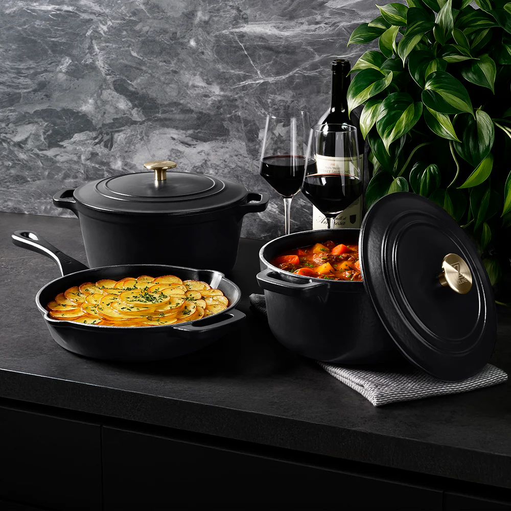 ZLINE 5-Piece Enameled Cast Iron Cookware Set in Black Matte (CWSETS-BLM-5) - Image 2