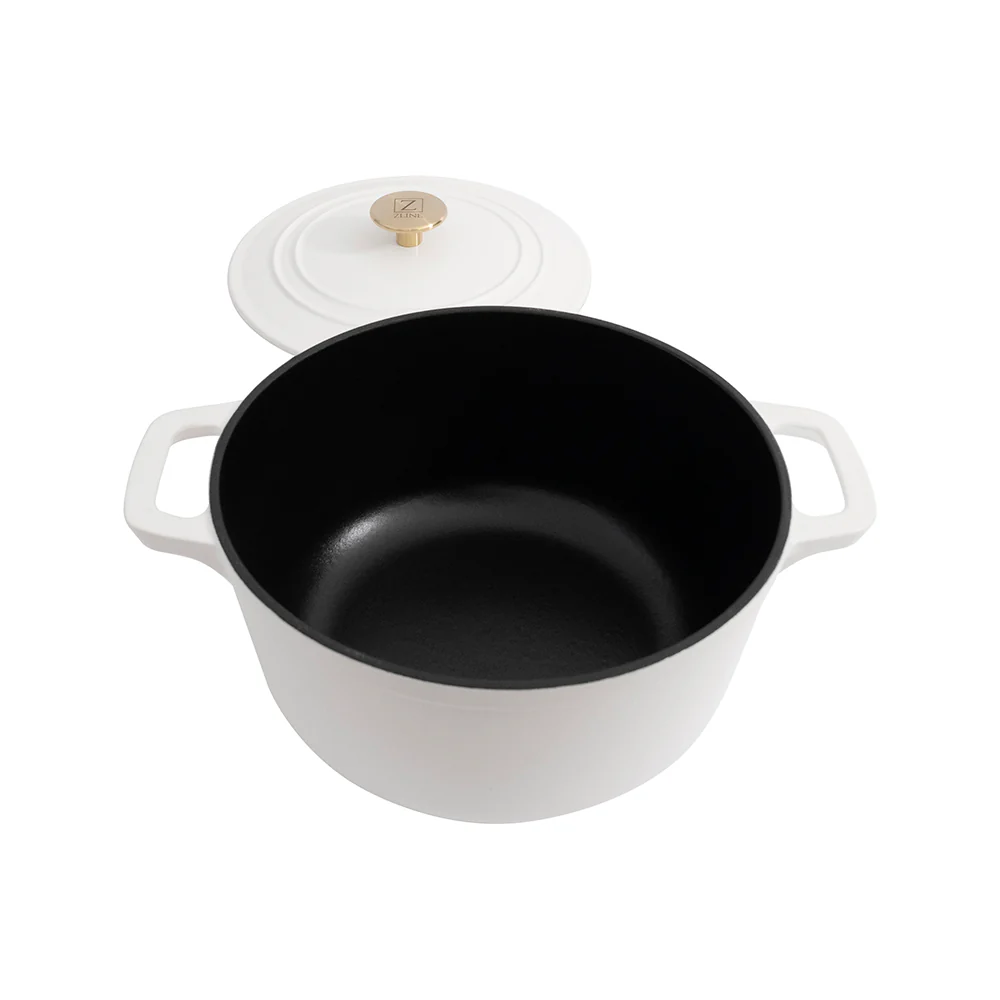 ZLINE 5-Piece Enameled Cast Iron Cookware Set in White Matte (CWSETS-WM-5) - Image 3