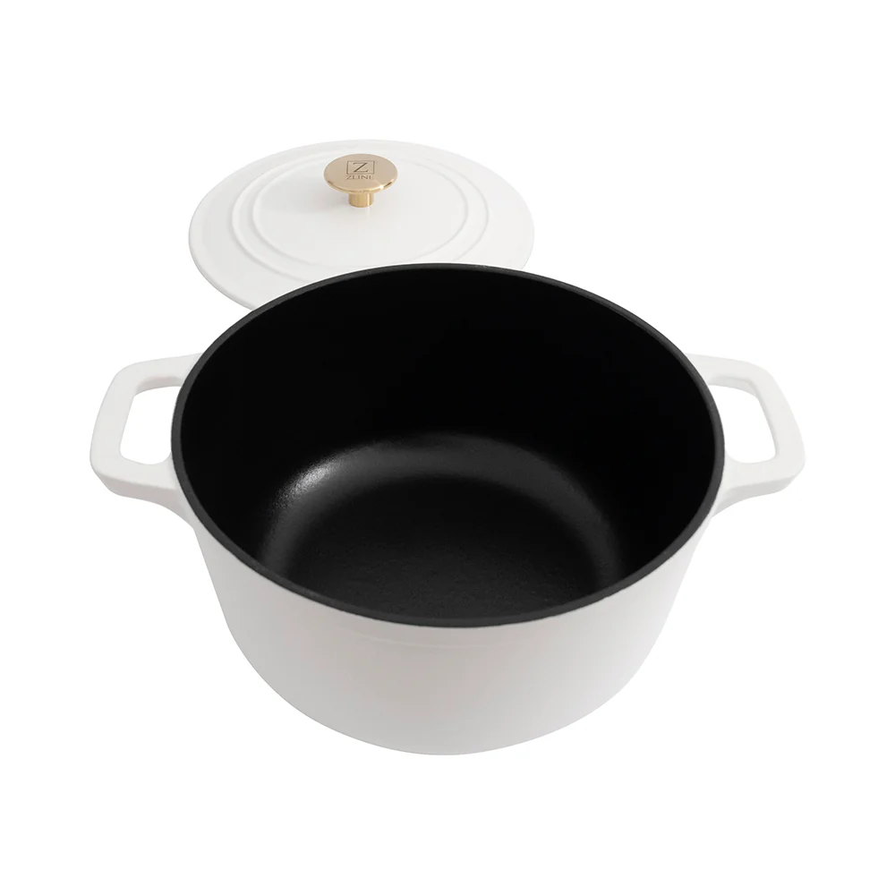 ZLINE 5-Piece Enameled Cast Iron Cookware Set in White Matte (CWSETS-WM-5) - Image 6