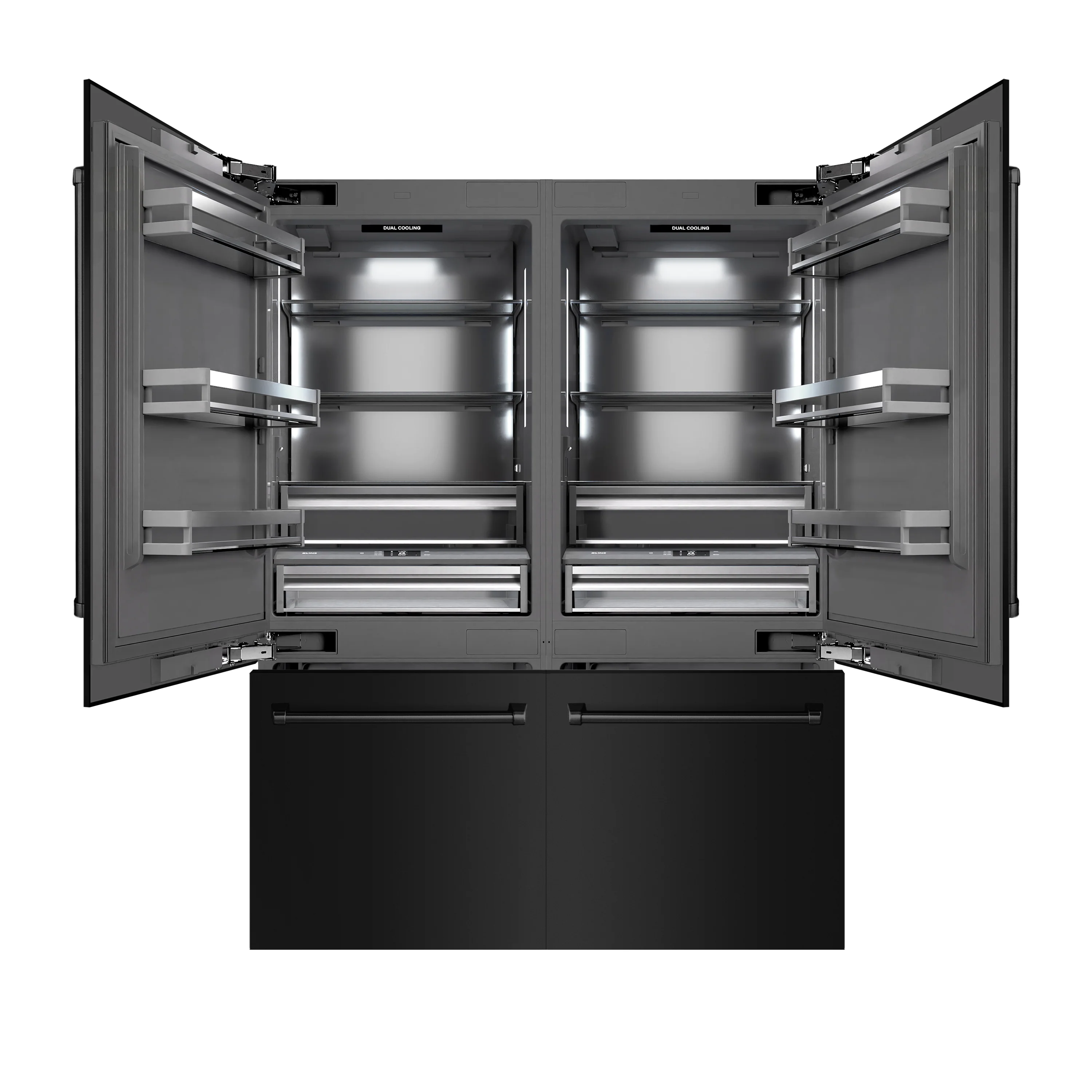 ZLINE 60 in. 32.2 cu. ft. French Door Built-In Bottom Freezer Refrigerator with Water Dispensers and Ice Makers in Black Stainless Steel with Graphite Gray Interior (GRBIV-BS-60)
