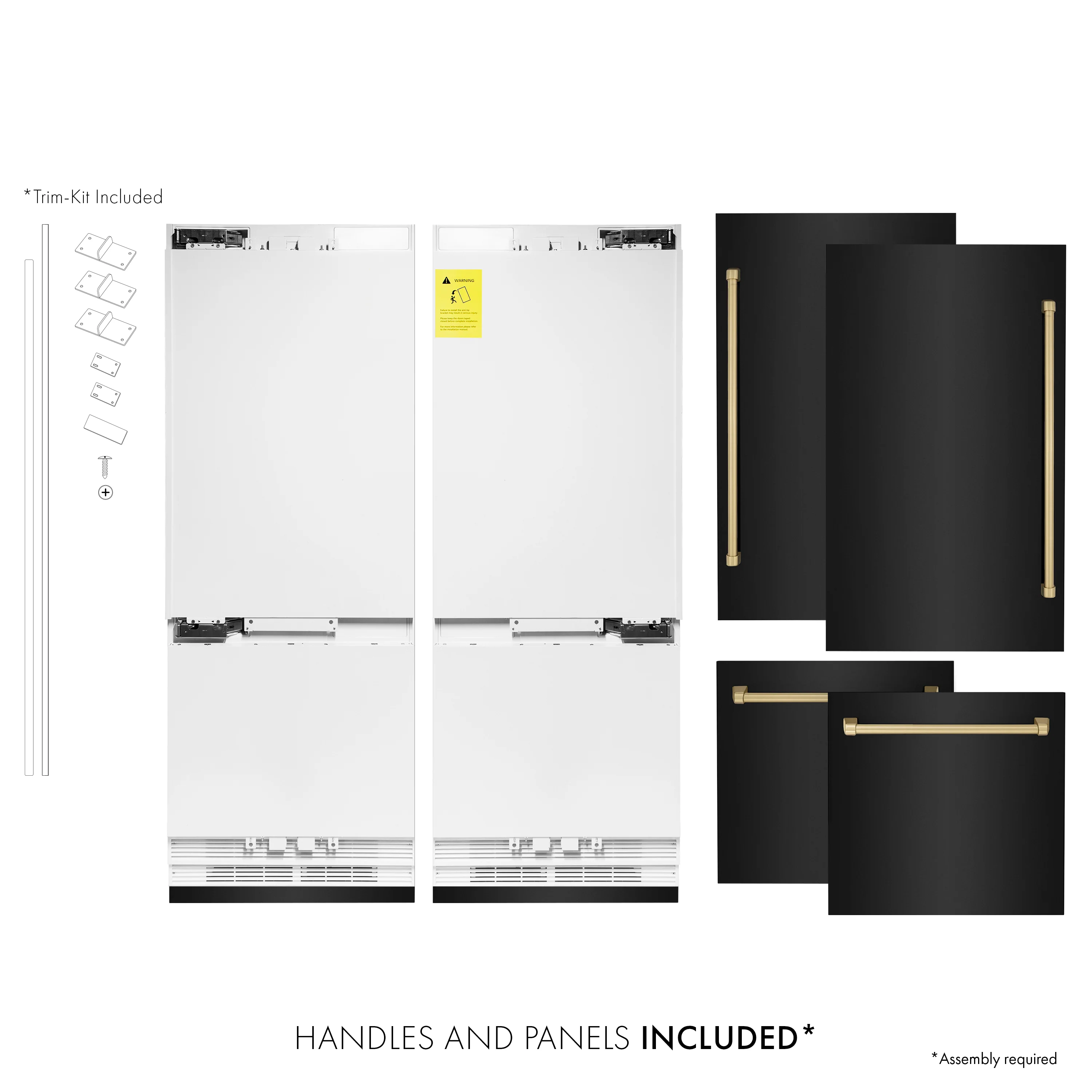 ZLINE 60 in. 32.2 cu. ft. French Door Built-In Bottom Freezer Refrigerator with Water Dispensers and Ice Makers in Black Stainless Steel (RBIV-BS-60) - Image 3