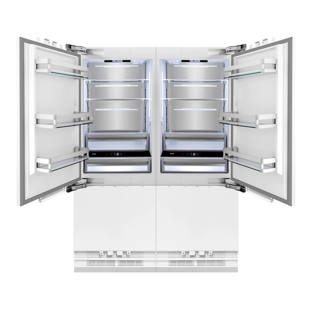 ZLINE 60 in. 32.2 cu. ft. Panel Ready French Door Built-In Bottom Freezer Refrigerator with Water Dispensers and Ice Makers (RBIV-60) - Image 3