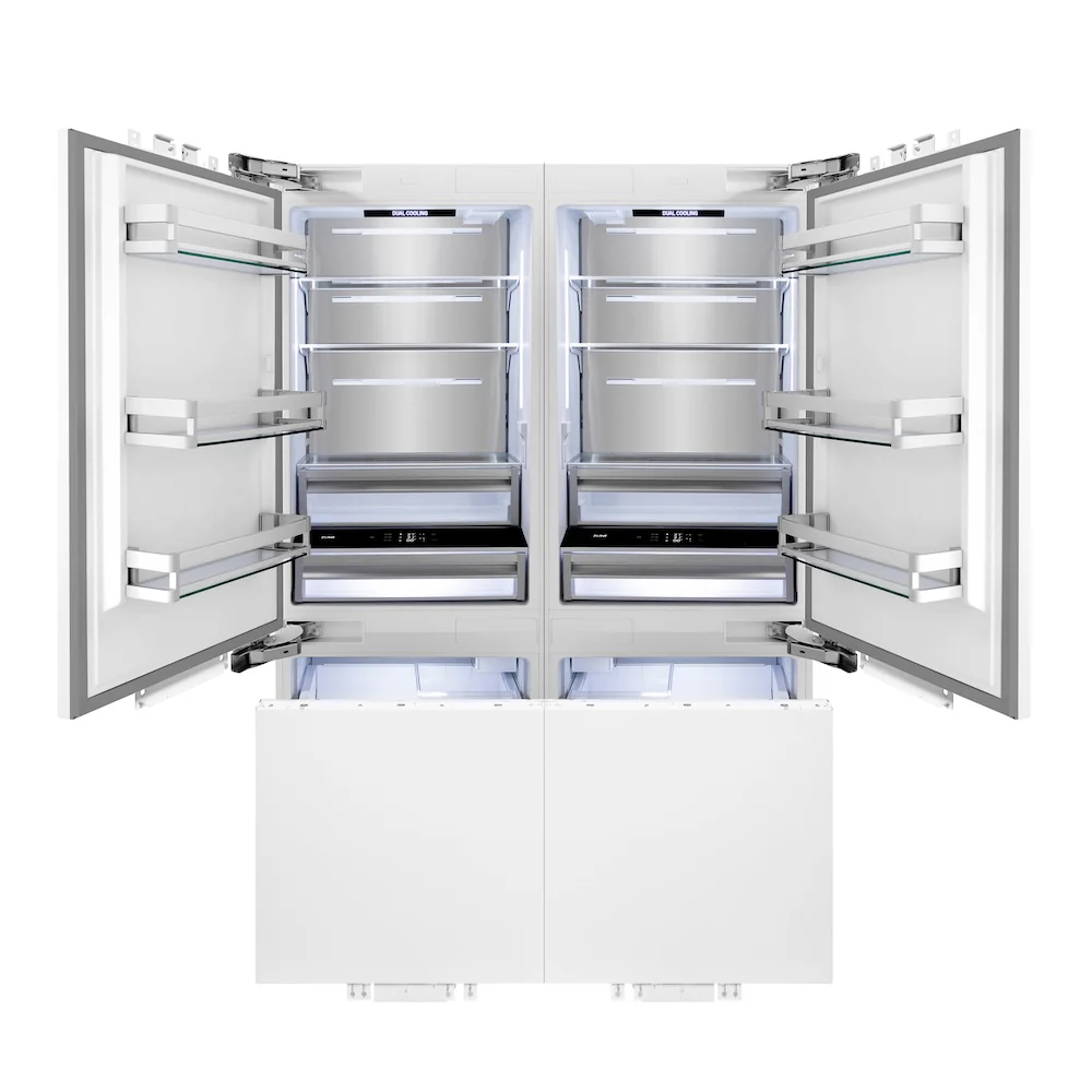 ZLINE 60 in. 32.2 cu. ft. Panel Ready French Door Built-In Bottom Freezer Refrigerator with Water Dispensers and Ice Makers (RBIV-60) - Image 4