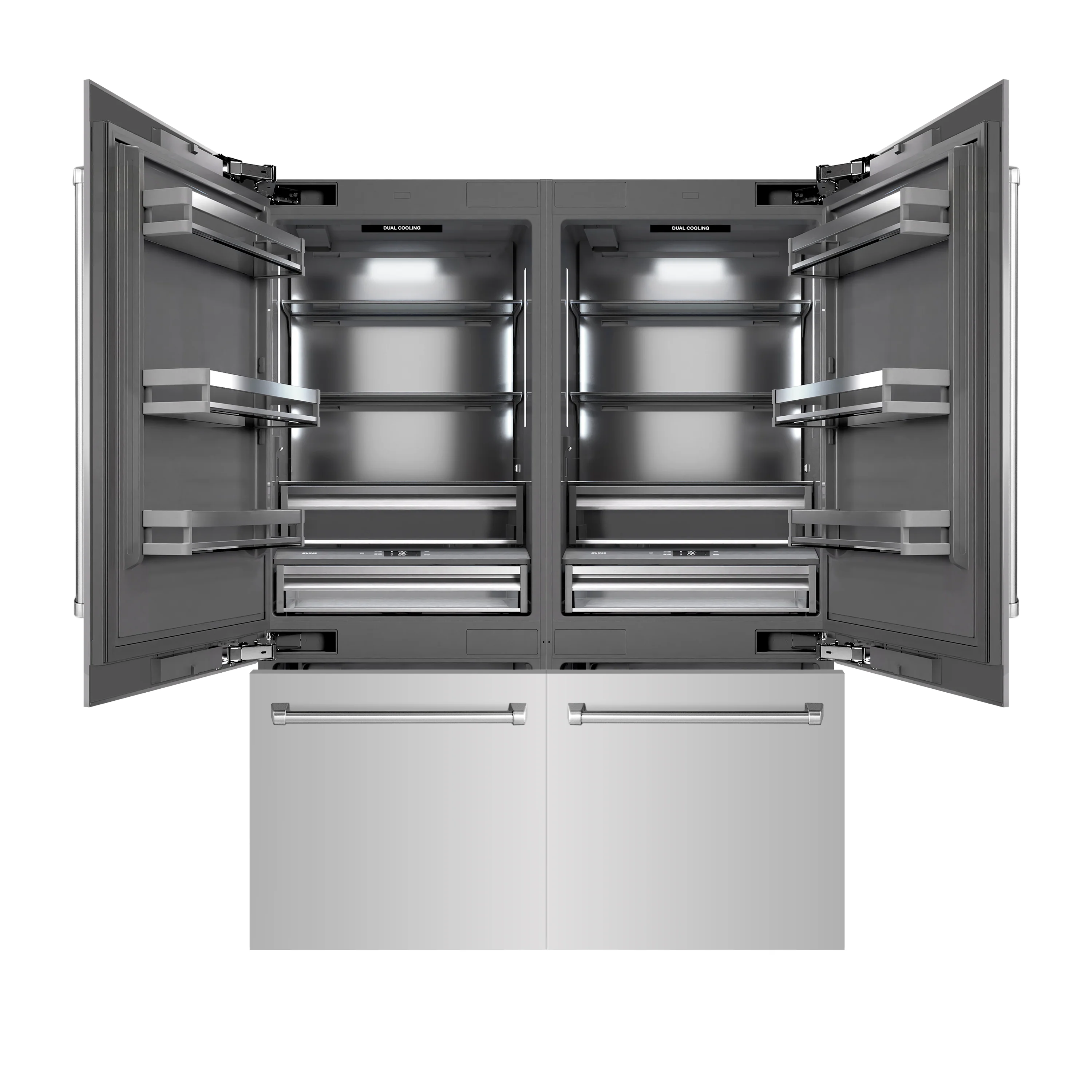 ZLINE 60 in. 32.2 cu. ft. French Door Built-In Bottom Freezer Refrigerator with Water Dispensers and Ice Makers in Stainless Steel with Graphite Gray Interior (GRBIV-304-60) - Image 6