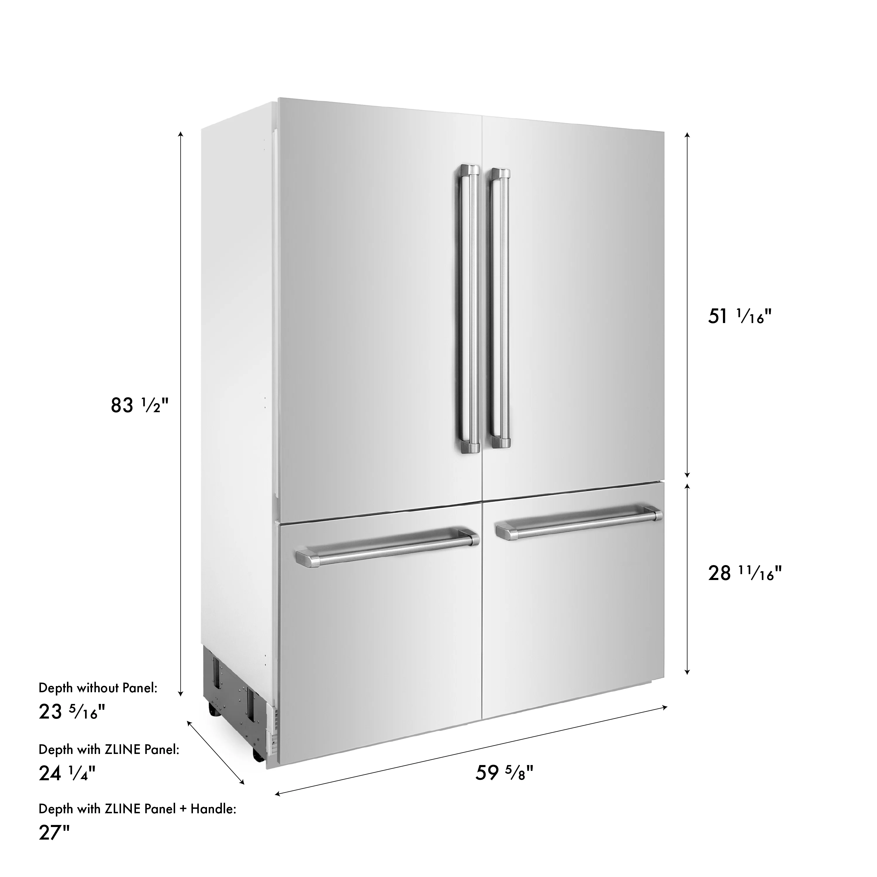 ZLINE 60 in. 32.2 cu. ft. French Door Built-In Bottom Freezer Refrigerator with Water Dispensers and Ice Makers in Stainless Steel (RBIV-304-60) - Image 23
