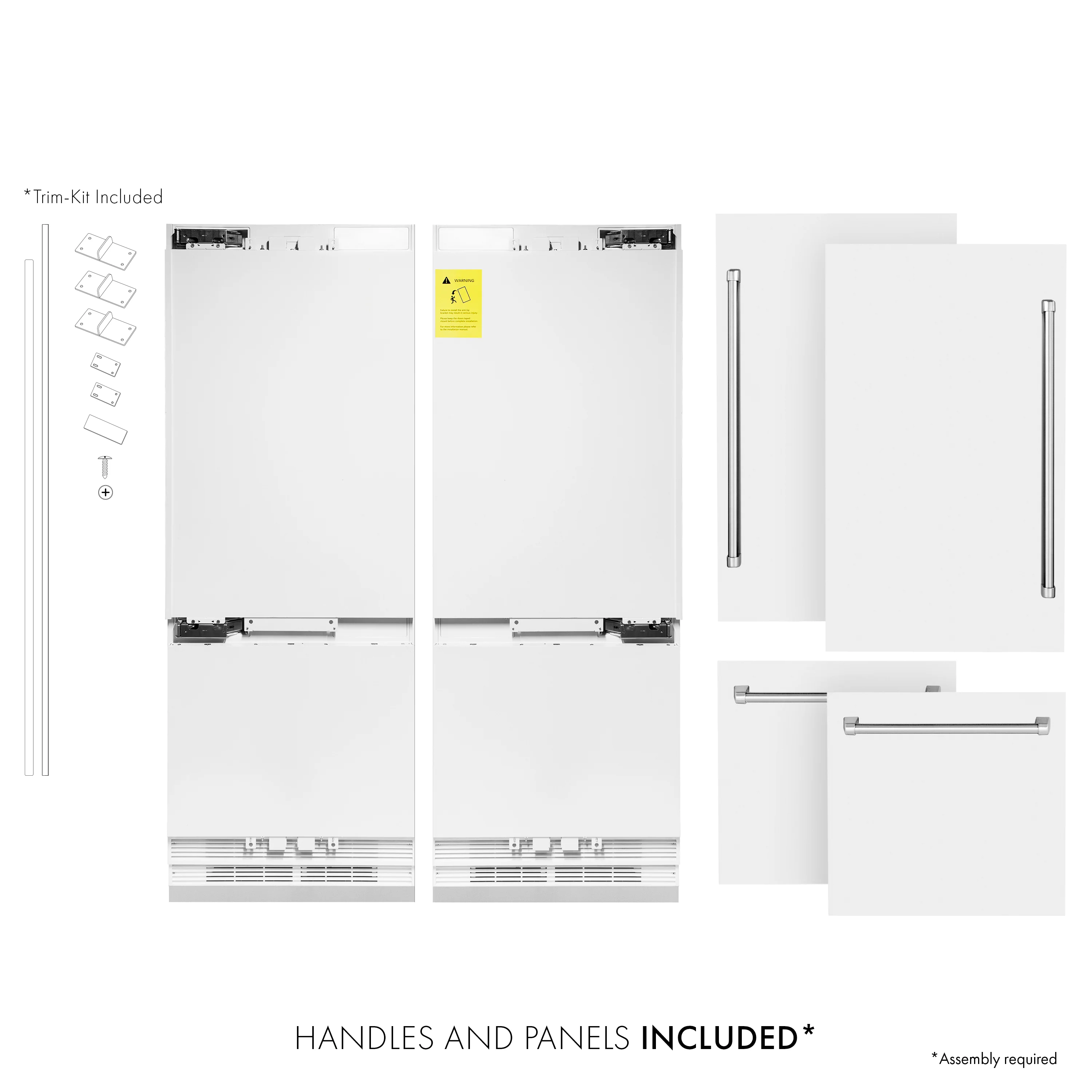 ZLINE 60 in. 32.2 cu. ft. French Door Built-In Bottom Freezer Refrigerator with Water Dispensers and Ice Makers in White Matte (RBIV-WM-60) - Image 3