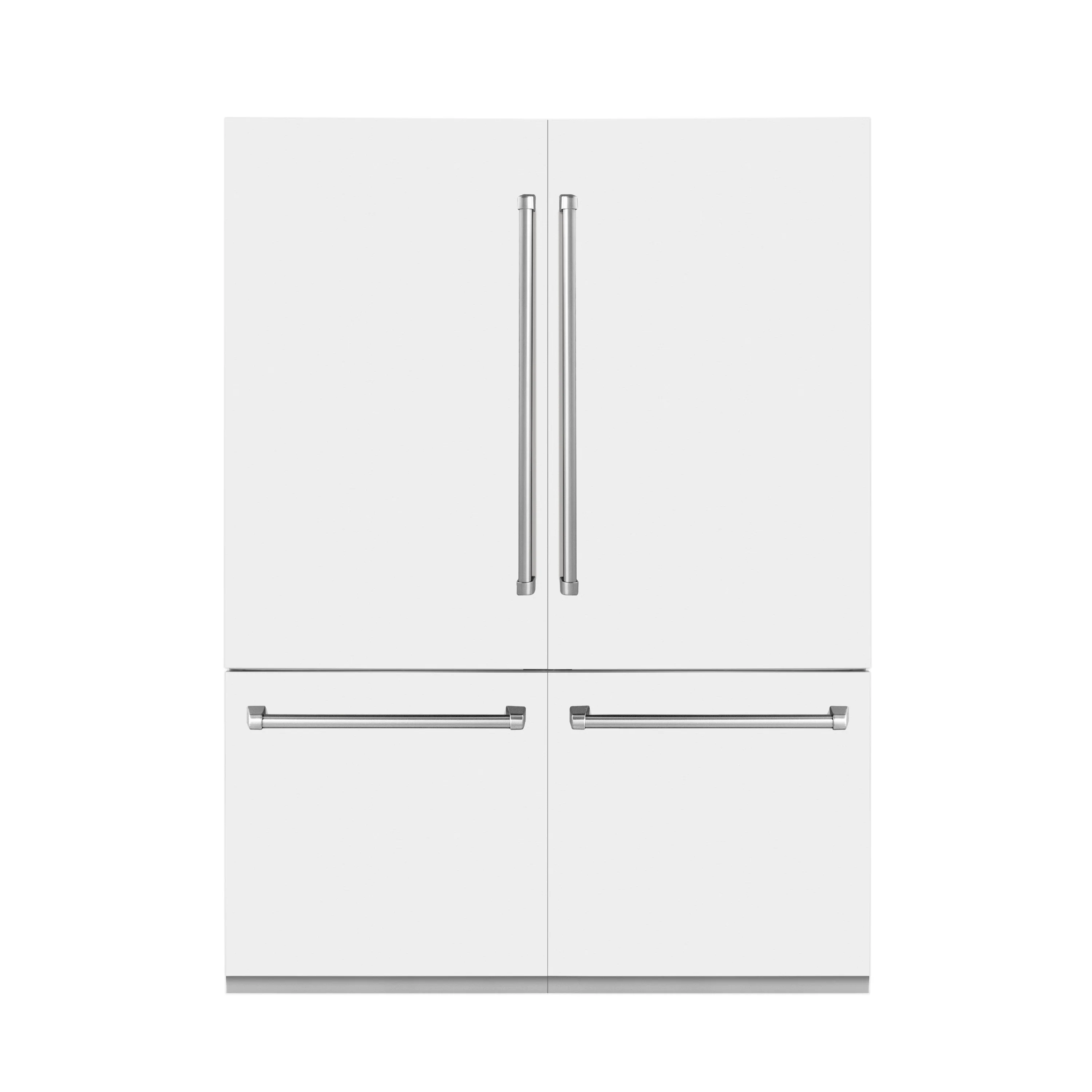 ZLINE 60 in. 32.2 cu. ft. French Door Built-In Bottom Freezer Refrigerator with Water Dispensers and Ice Makers in White Matte (RBIV-WM-60) - Image 4