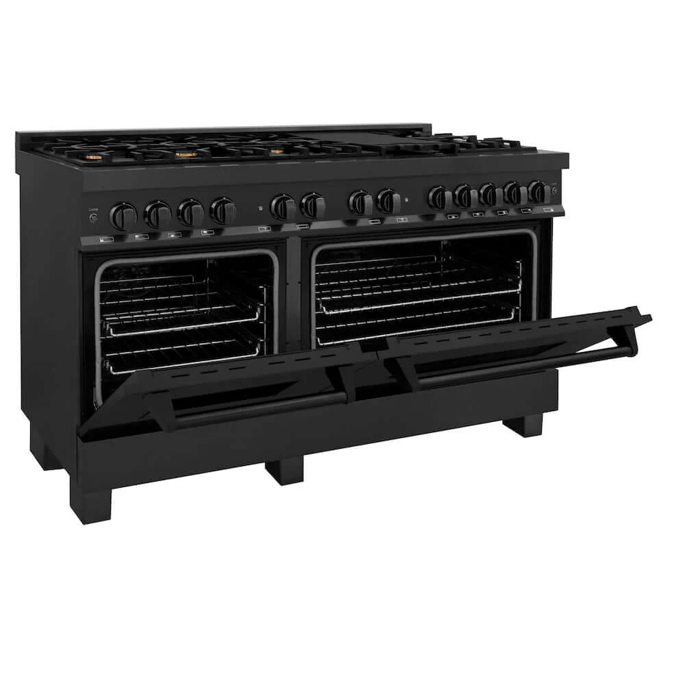 ZLINE 60 in. 7.4 cu. ft. Legacy Dual Fuel Range with 9 Burner Gas Cooktop and 2 Electric Convection Ovens in Black Stainless Steel, Open Box-Great Condition - Image 8