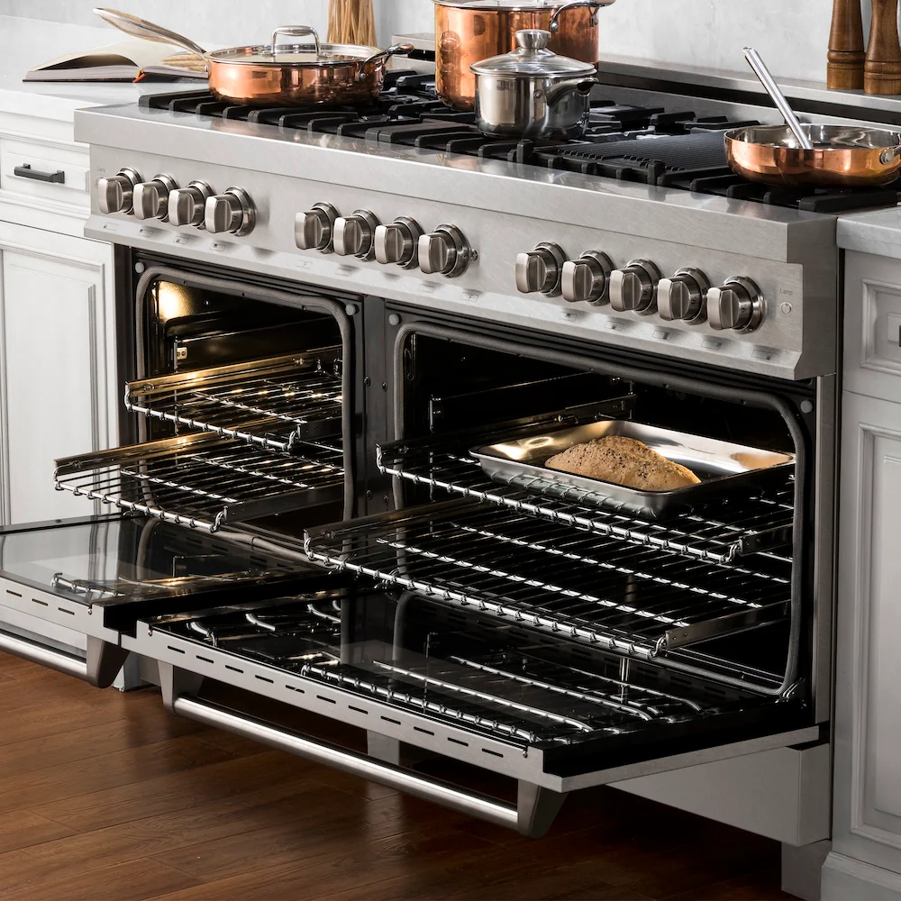 ZLINE 60 in. 7.4 cu. ft. Legacy Dual Fuel Range with 9 Burner Gas Cooktop and 2 Electric Convection Ovens in Satin Stainless Steel, Open Box-Great Condition - Image 25