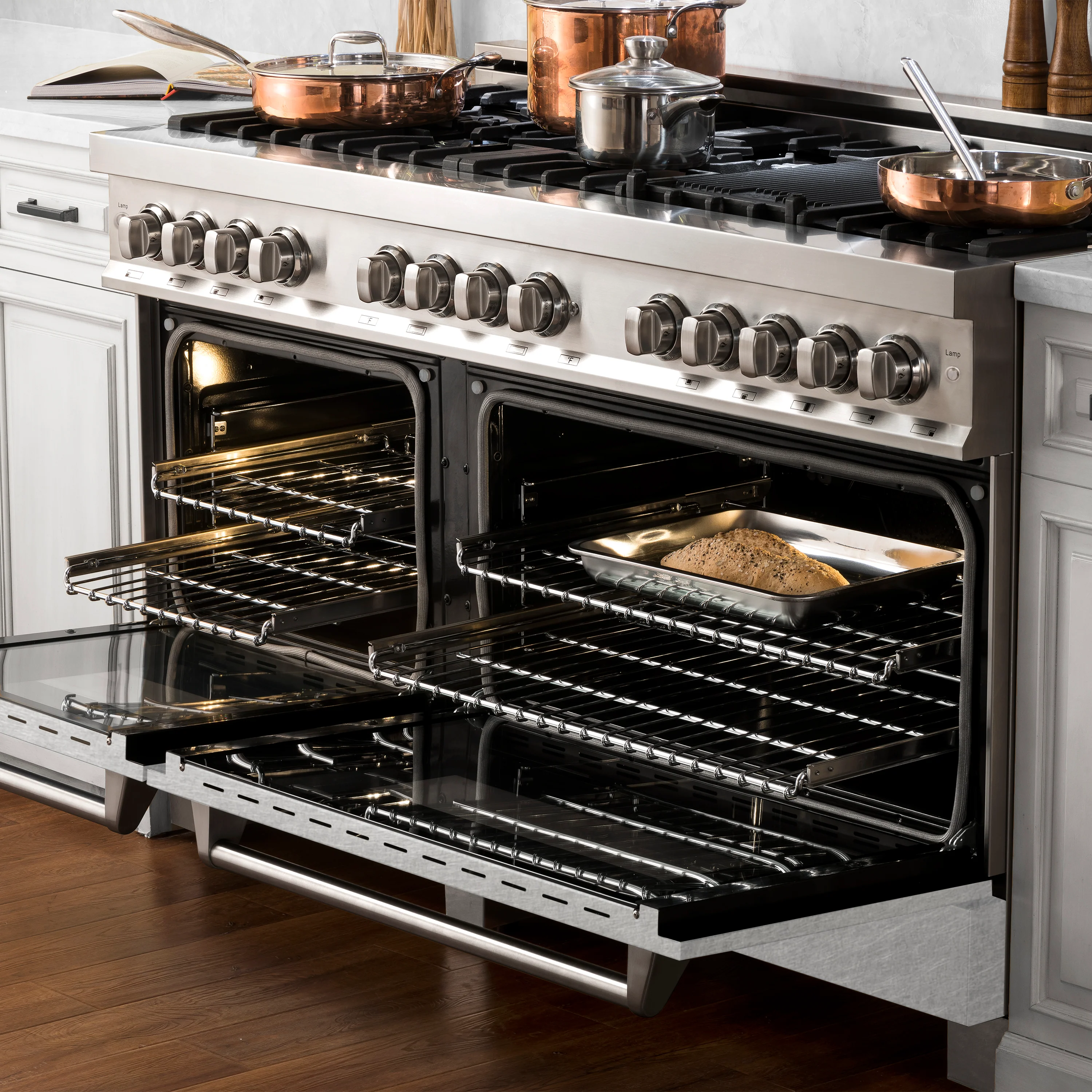 ZLINE 60 in. 7.4 cu. ft. Legacy Dual Fuel Range with 9 Burner Gas Cooktop and 2 Electric Convection Ovens in Stainless Steel with Satin Stainless Steel Doors (RA-SN-60) - Image 18