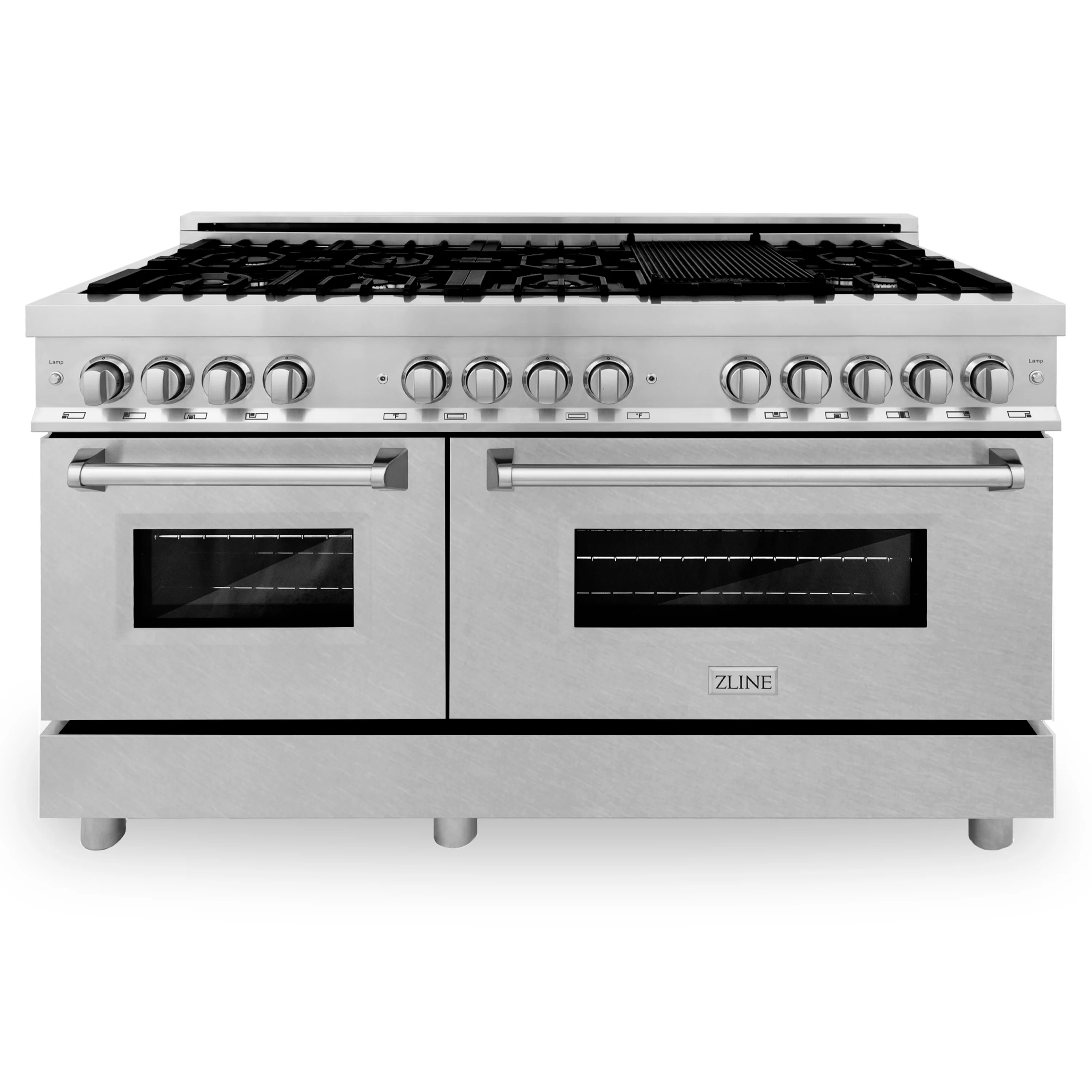 ZLINE 60 in. 7.4 cu. ft. Legacy Dual Fuel Range with 9 Burner Gas Cooktop and 2 Electric Convection Ovens in Stainless Steel with Satin Stainless Steel Doors (RA-SN-60) - Image 3