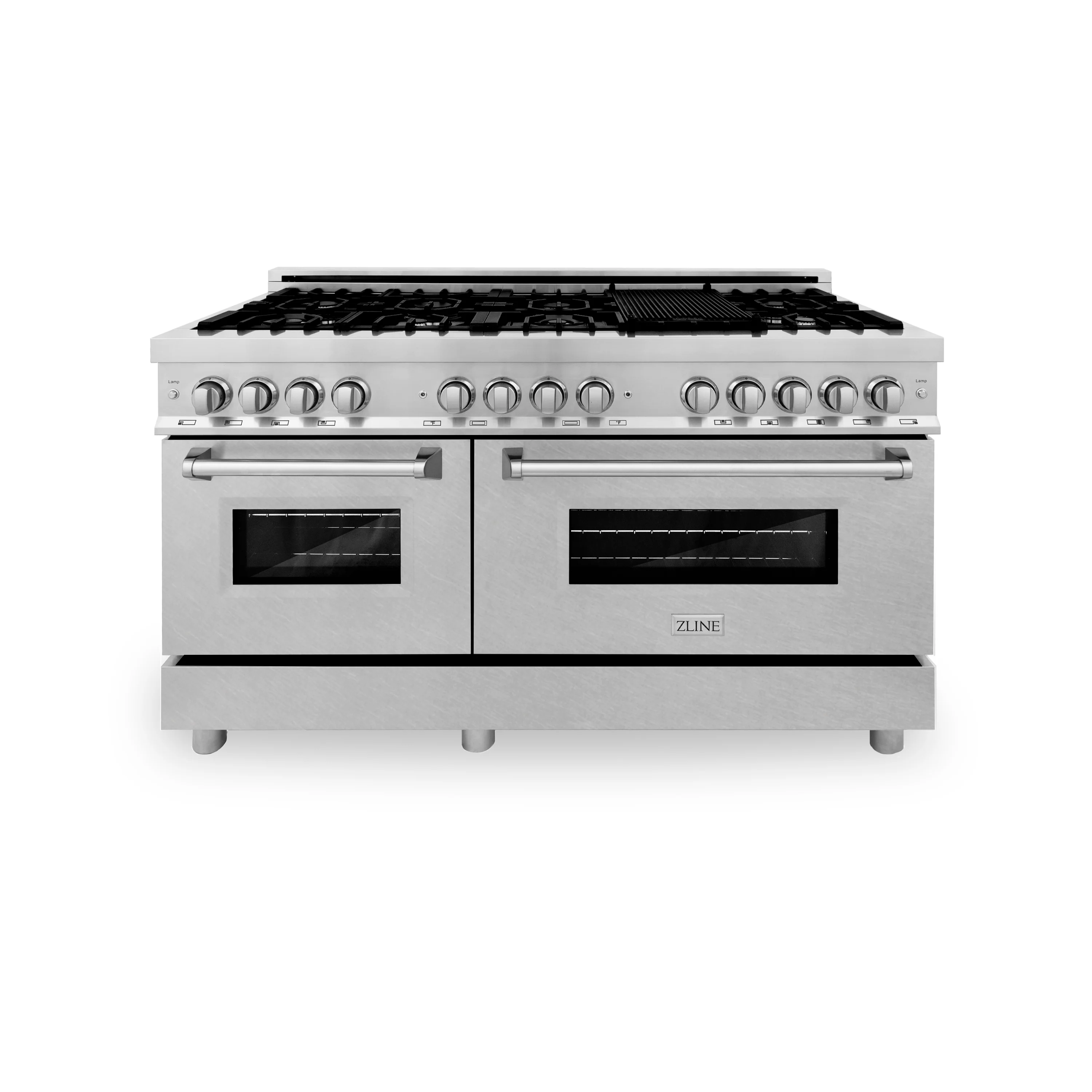 ZLINE 60 in. 7.4 cu. ft. Legacy Dual Fuel Range with 9 Burner Gas Cooktop and 2 Electric Convection Ovens in Stainless Steel with Satin Stainless Steel Doors (RA-SN-60) - Image 4