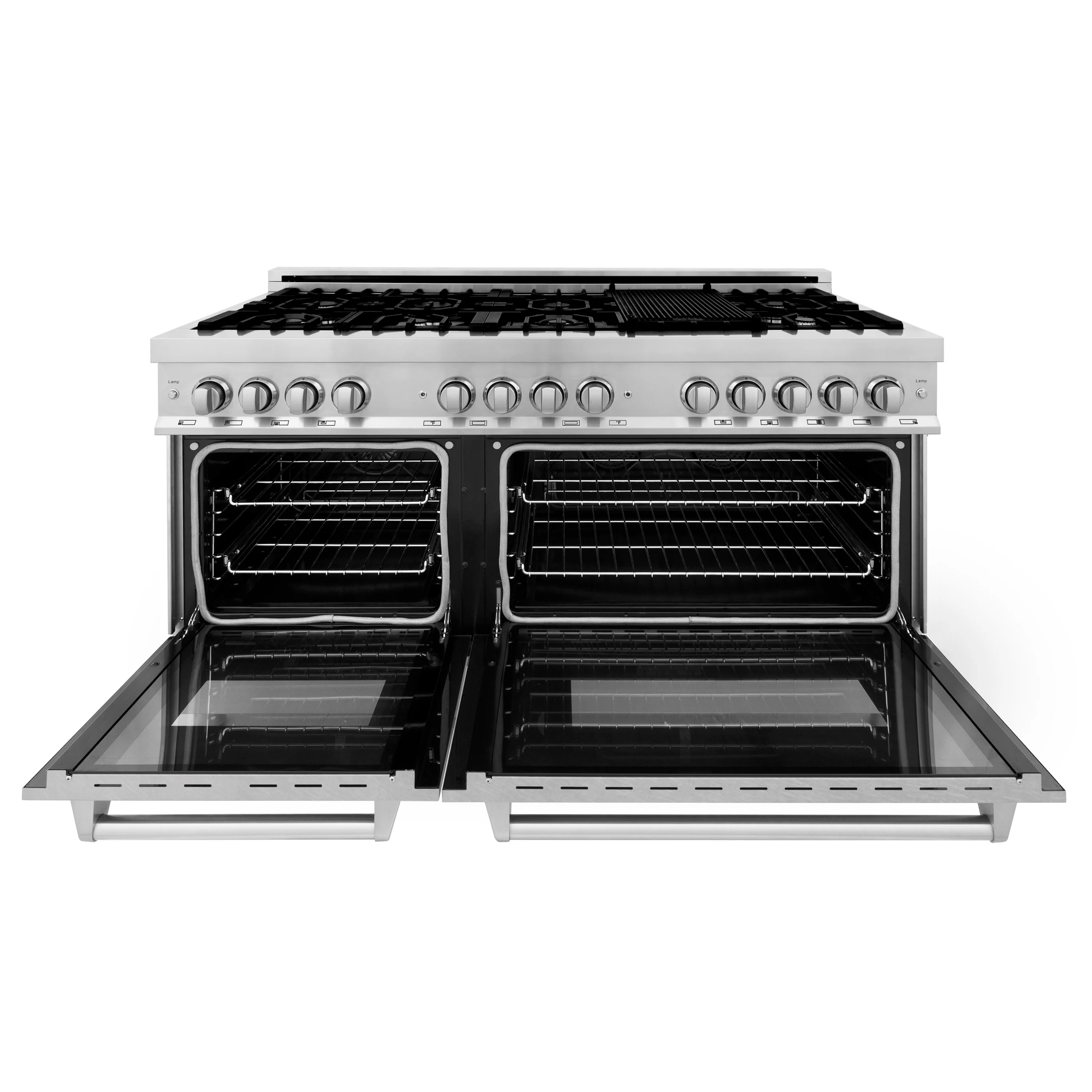 ZLINE 60 in. 7.4 cu. ft. Legacy Dual Fuel Range with 9 Burner Gas Cooktop and 2 Electric Convection Ovens in Stainless Steel with Satin Stainless Steel Doors (RA-SN-60) - Image 5