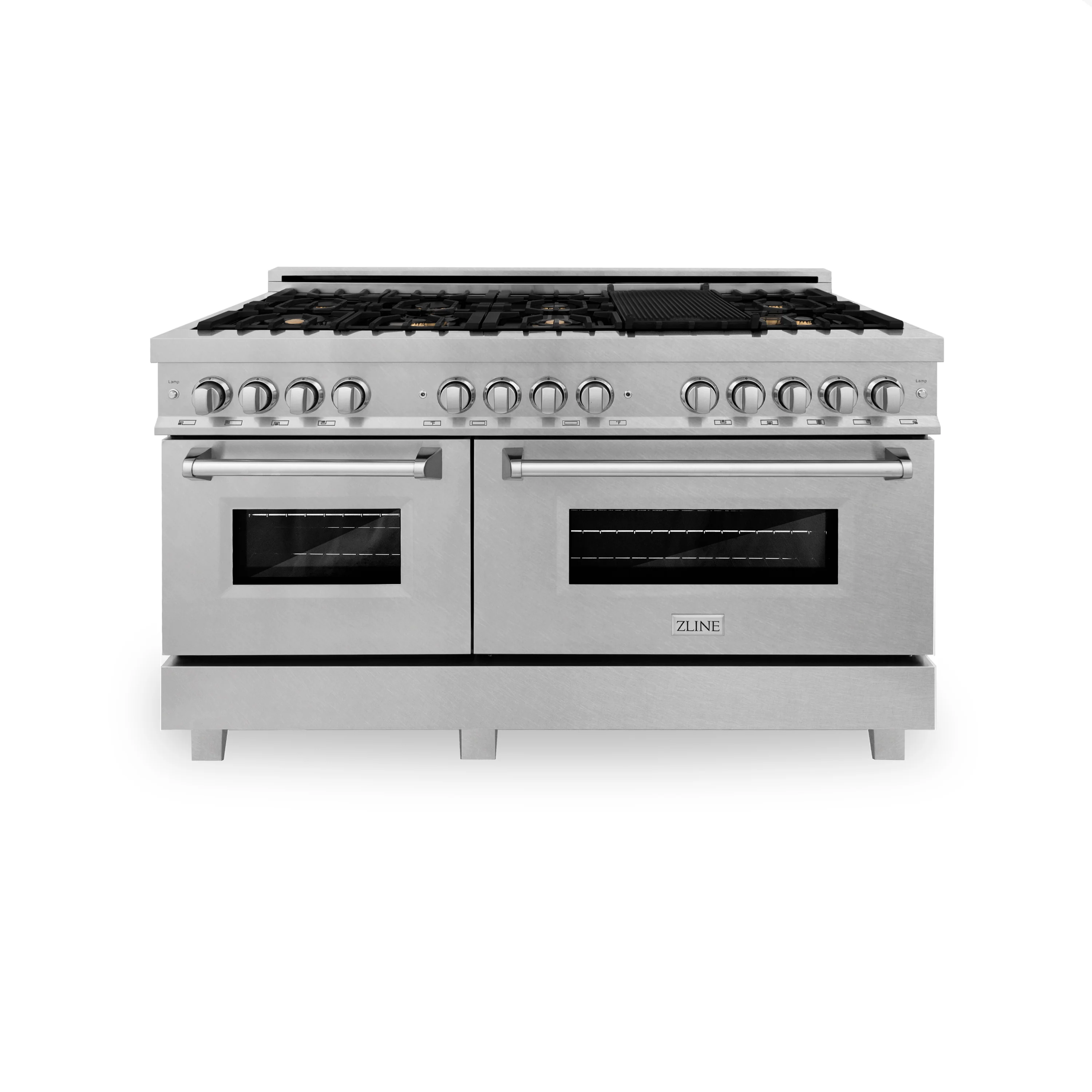 ZLINE 60 in. 7.4 cu. ft. Legacy Dual Fuel Range with Gas Cooktop and 2 Electric Convection Ovens in Satin Stainless Steel with 8 Brass Burners (RAS-SN-BR-60) - Image 6