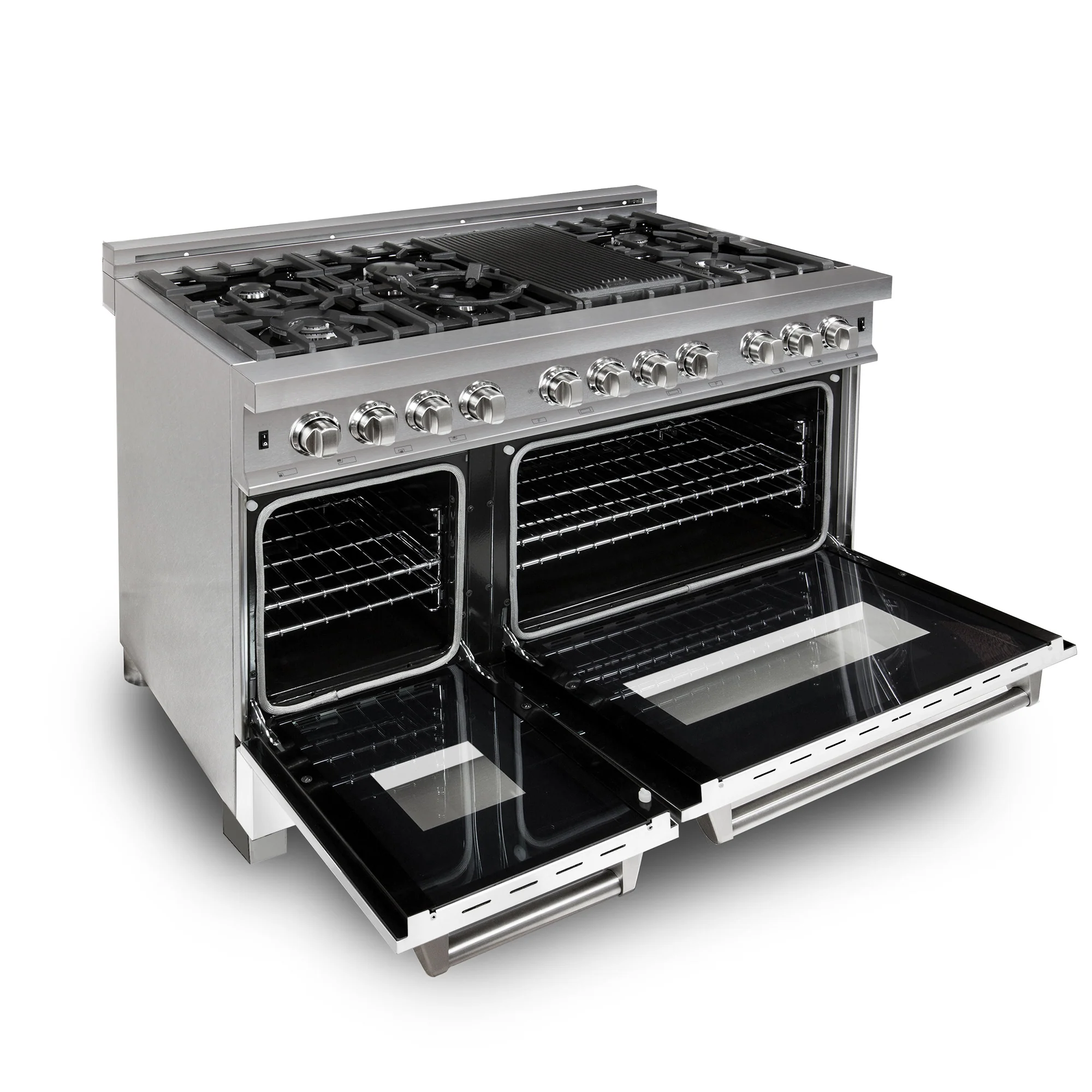 ZLINE 60 in. 7.4 cu. ft. Legacy Dual Fuel Range with 9 Burner Gas Cooktop and 2 Electric Convection Ovens in Satin Stainless Steel and White Matte Doors (RAS-WM-60) - Image 5