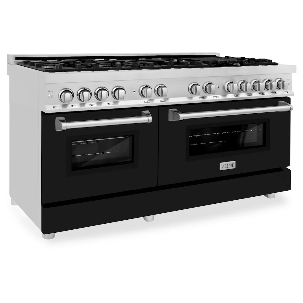 ZLINE 60 in. 7.4 cu. ft. Legacy Dual Fuel Range with 9 Burner Gas Cooktop and 2 Electric Convection Ovens in Stainless Steel and Black Matte Doors (RA-BLM-60) - Image 6