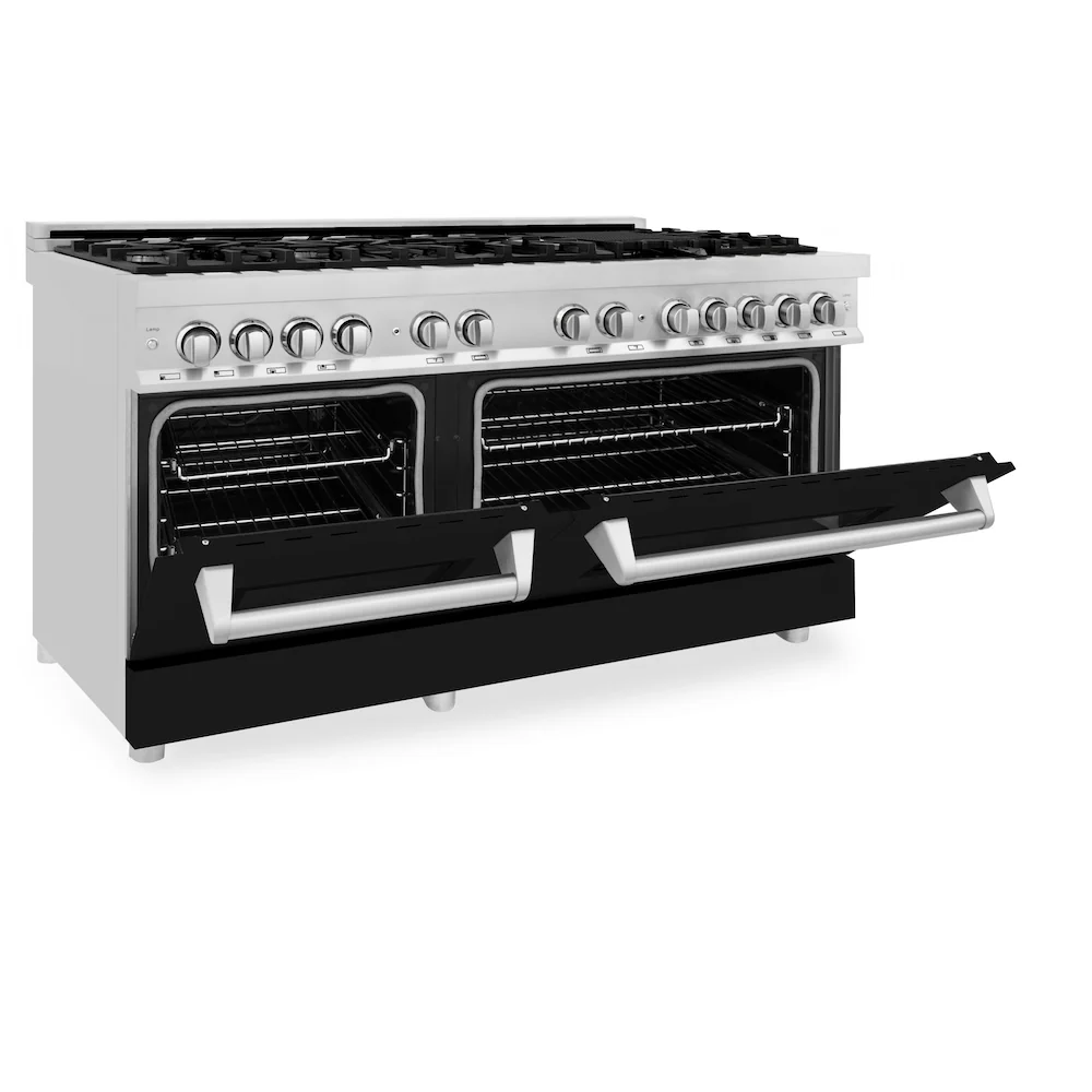 ZLINE 60 in. 7.4 cu. ft. Legacy Dual Fuel Range with 9 Burner Gas Cooktop and 2 Electric Convection Ovens in Stainless Steel and Black Matte Doors (RA-BLM-60) - Image 7