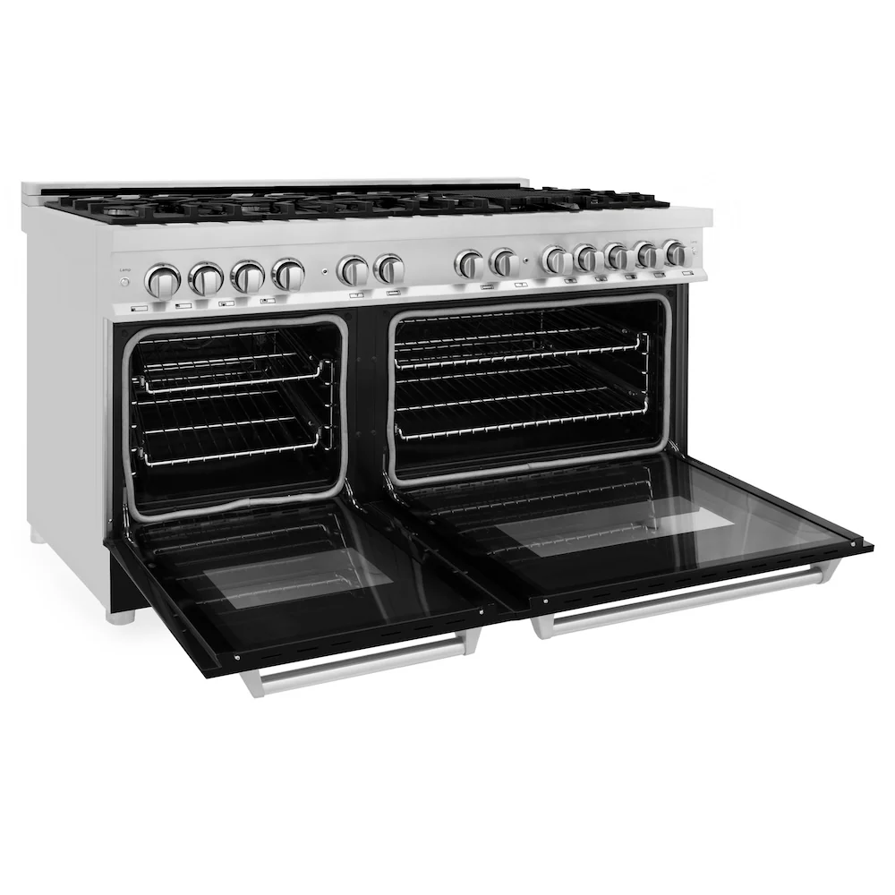 ZLINE 60 in. 7.4 cu. ft. Legacy Dual Fuel Range with 9 Burner Gas Cooktop and 2 Electric Convection Ovens in Stainless Steel and Black Matte Doors (RA-BLM-60) - Image 8