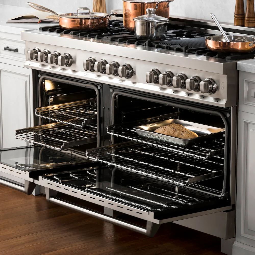 ZLINE 60 in. 7.4 cu. ft. Legacy Dual Fuel Range with Gas Cooktop and 2 Electric Convection Ovens in Stainless Steel with 8 Brass Burners (RA-BR-60) - Image 19