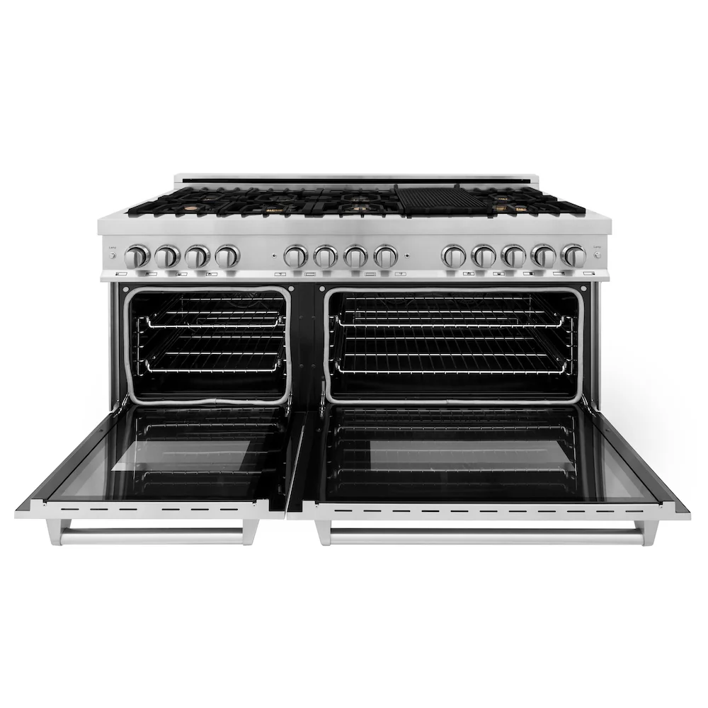 ZLINE 60 in. 7.4 cu. ft. Legacy Dual Fuel Range with Gas Cooktop and 2 Electric Convection Ovens in Stainless Steel with 8 Brass Burners (RA-BR-60) - Image 4