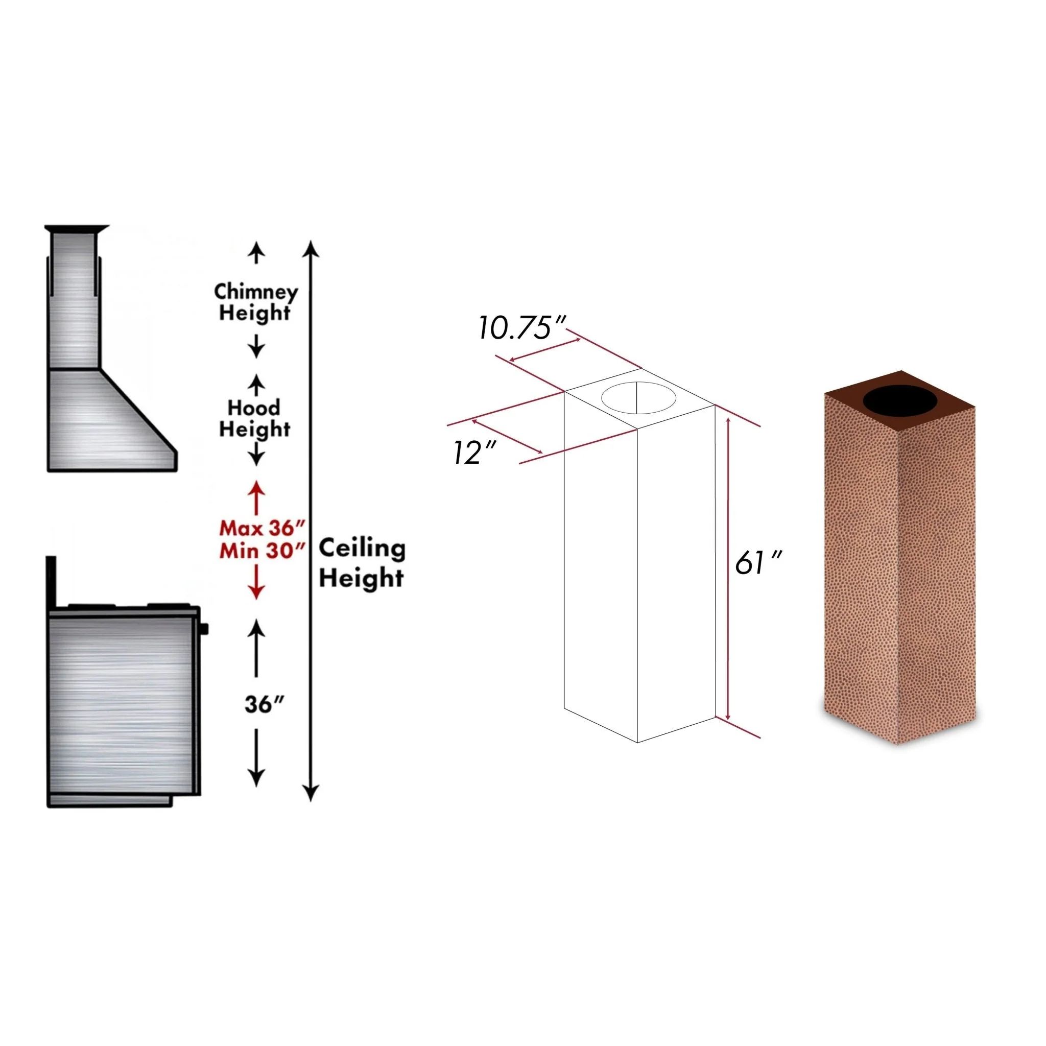 ZLINE 61 in. Snow Finished Stainless Steel Chimney Extension for Ceilings up to 12.5 ft. (8GL2Hi-E) - Image 4