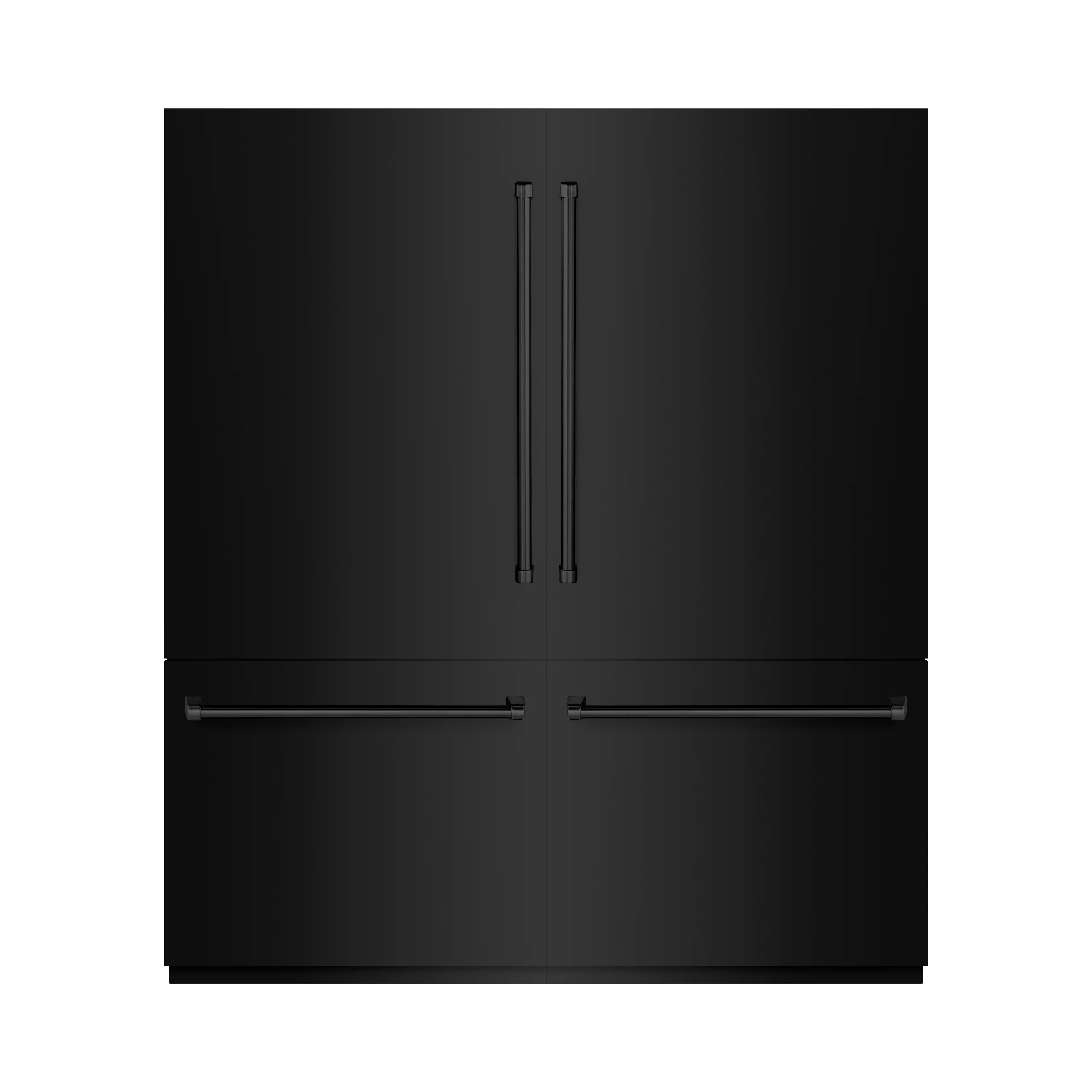 ZLINE 72 in. 39.6 cu. ft. French Door Built-In Bottom Freezer Refrigerator with Water Dispensers and Ice Makers in Black Stainless Steel (RBIT-BS-72)