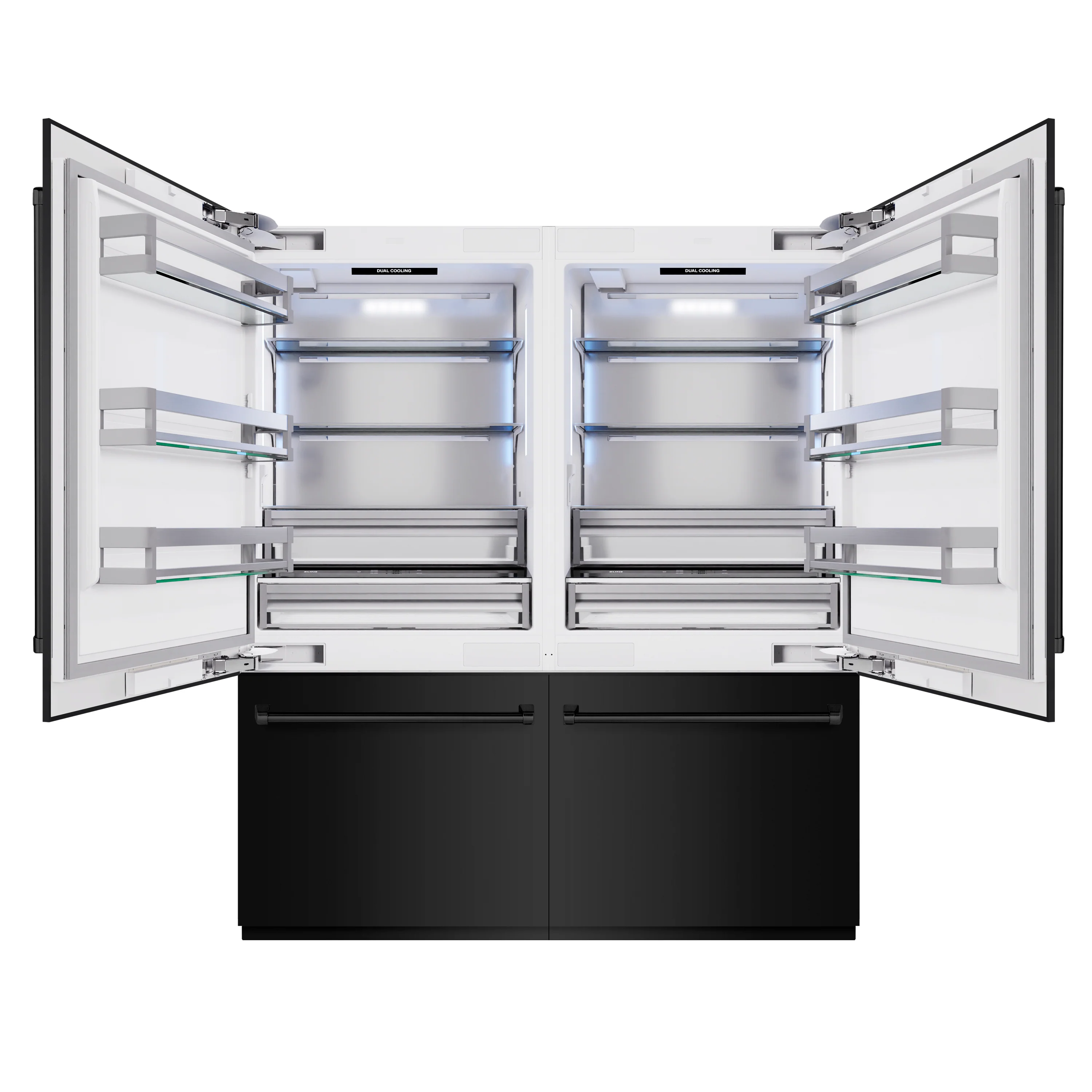 ZLINE 72 in. 39.6 cu. ft. French Door Built-In Bottom Freezer Refrigerator with Water Dispensers and Ice Makers in Black Stainless Steel (RBIT-BS-72) - Image 2
