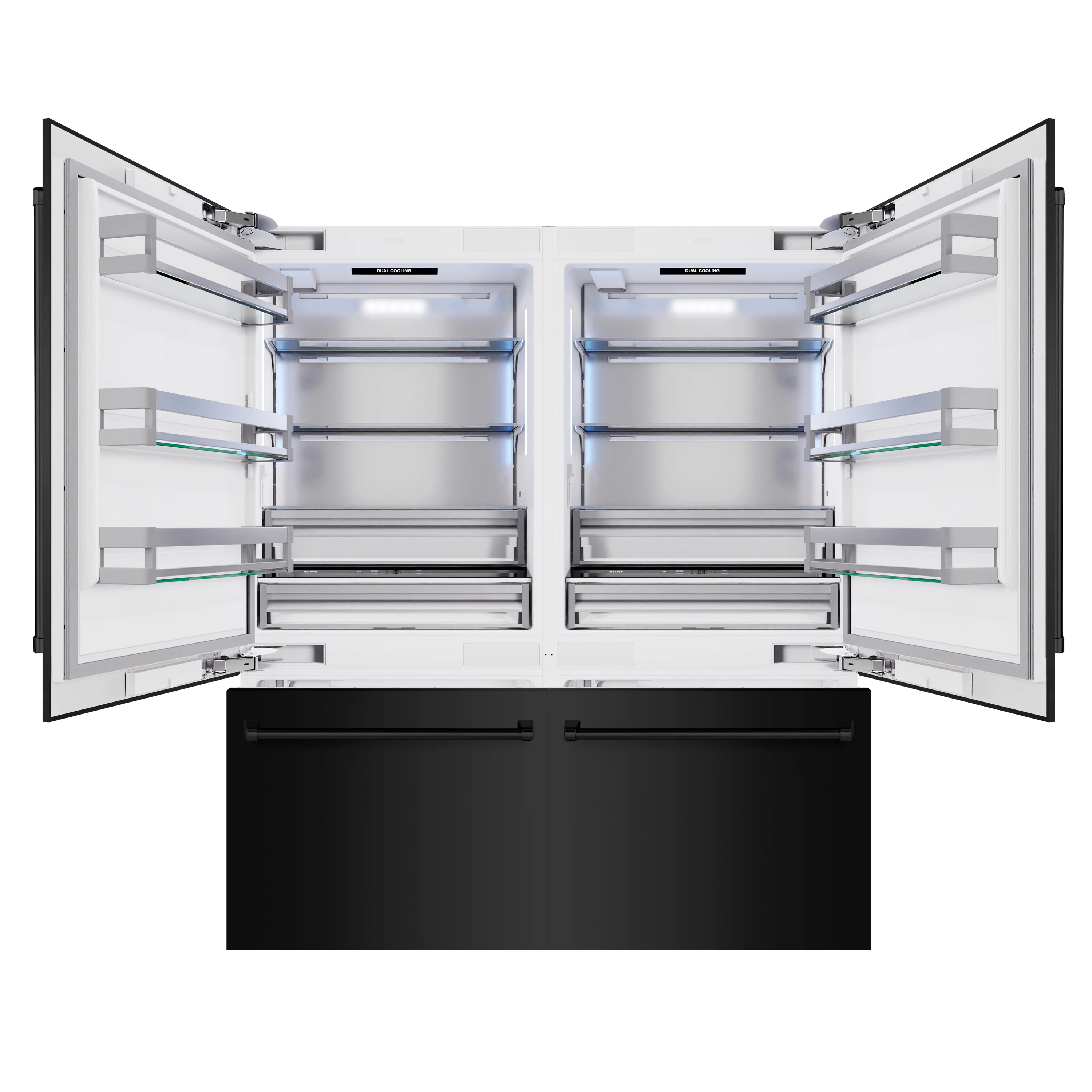 ZLINE 72 in. 39.6 cu. ft. French Door Built-In Bottom Freezer Refrigerator with Water Dispensers and Ice Makers in Black Stainless Steel (RBIT-BS-72) - Image 3