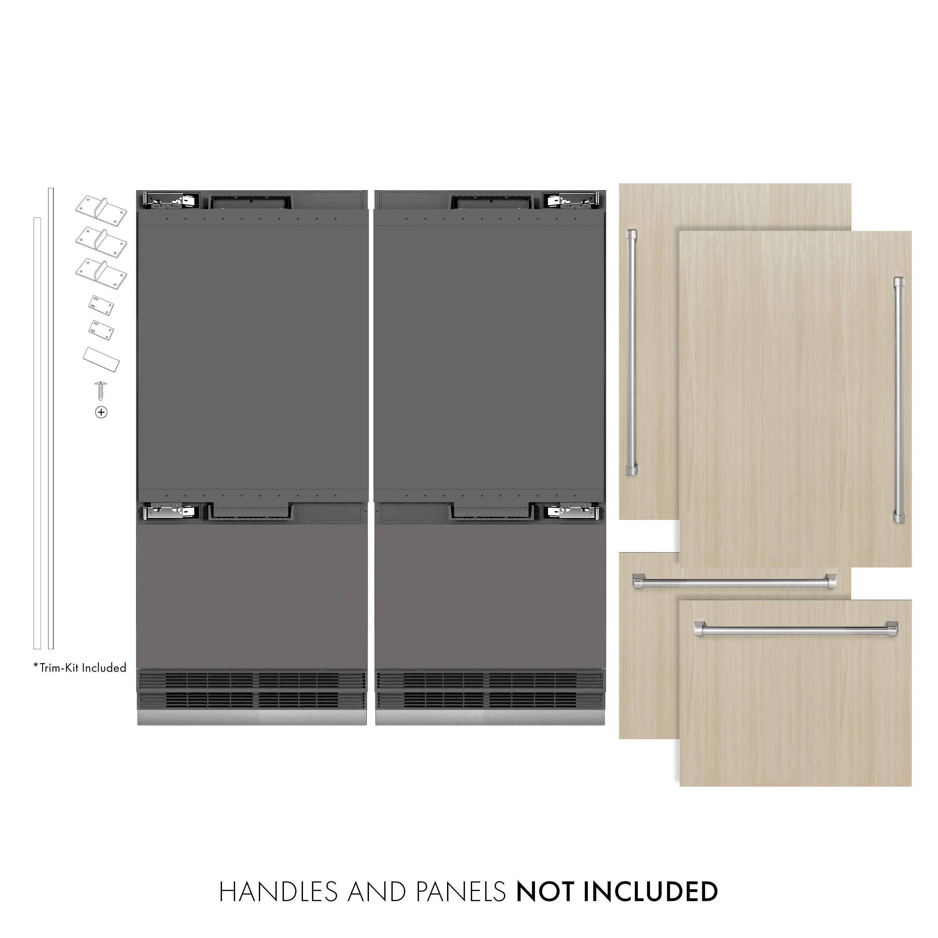 ZLINE 72 in. 39.6 cu. ft. Panel Ready French Door Built-In Bottom Freezer Refrigerator with Water Dispensers and Ice Makers with Graphite Gray Interior (GRBIT-72) - Image 2
